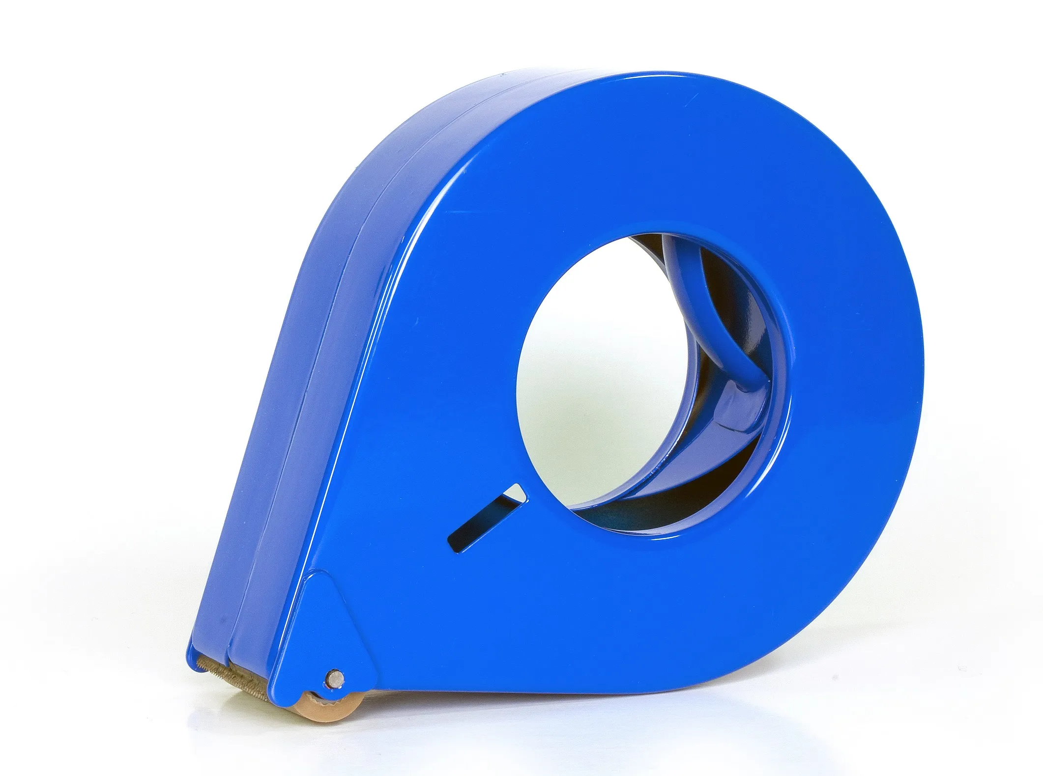 Der Handabroller D2/50 TN von Traydon GmbH in Blau bietet präzises Schneiden und sicheren Halt für Bänder bis 50 mm Breite, ideal für Verpackungsarbeiten.