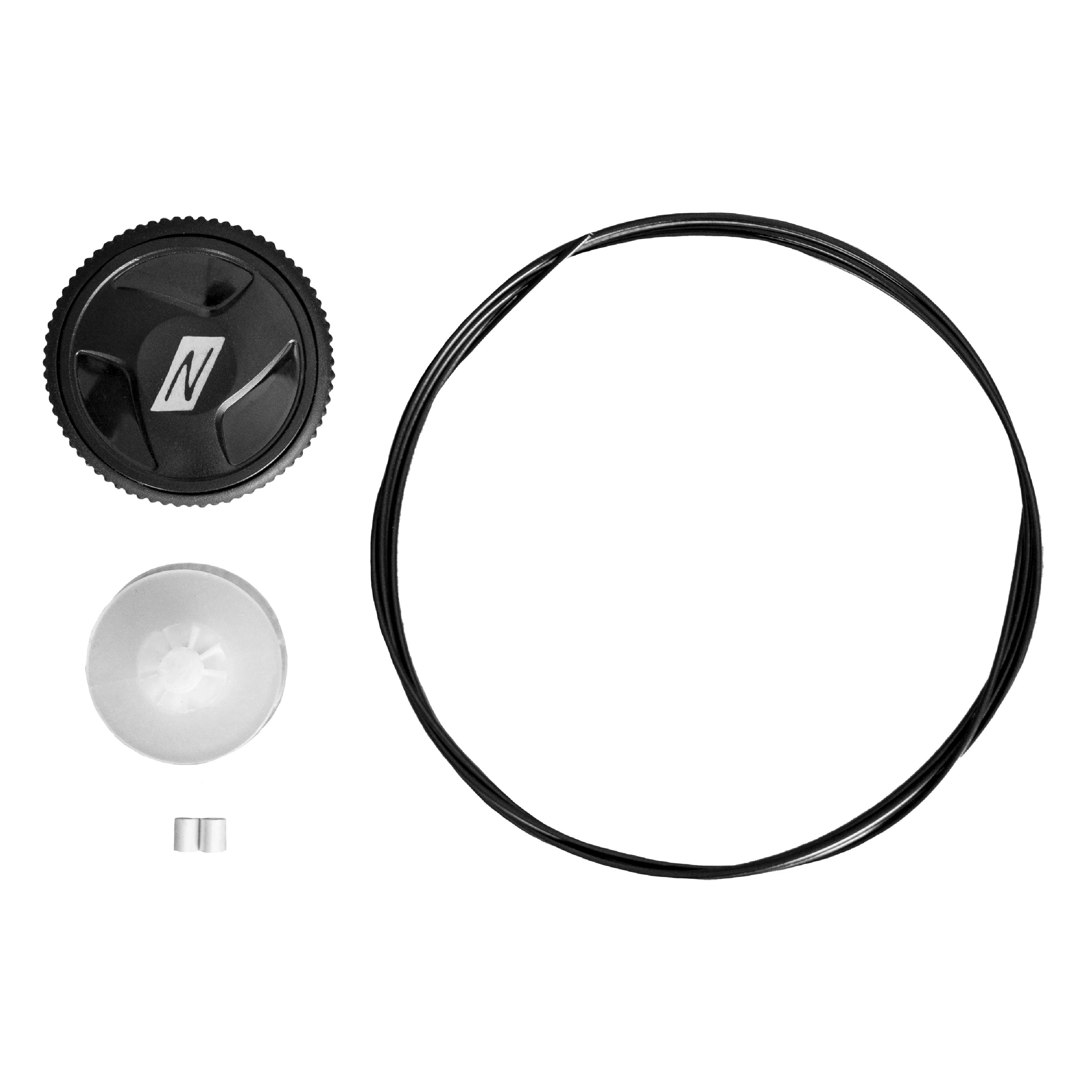 Produktbild der NITRAS FIT SYSTEM Ersatzteile: Robuste schwarze Drehvorrichtung, transparente Drahtseilscheibe, silberne Aluminiumringe, passend f?r Artikel 7306, 7307, 7414.