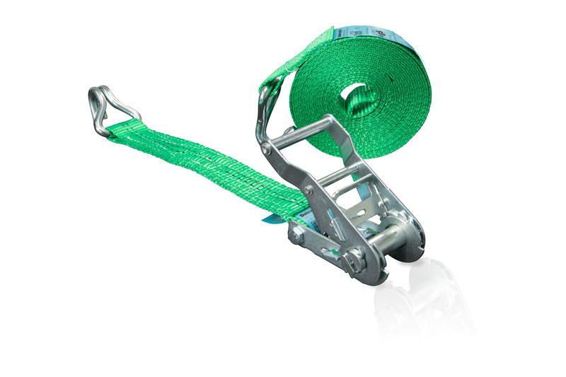 Der DoZurr 2000 Zurrgurt von Dolezych: Robuster 2-teiliger Gurt mit 35 mm Breite, 1000 daN Zugkraft und Druckratsche für sichere Ladungssicherung.