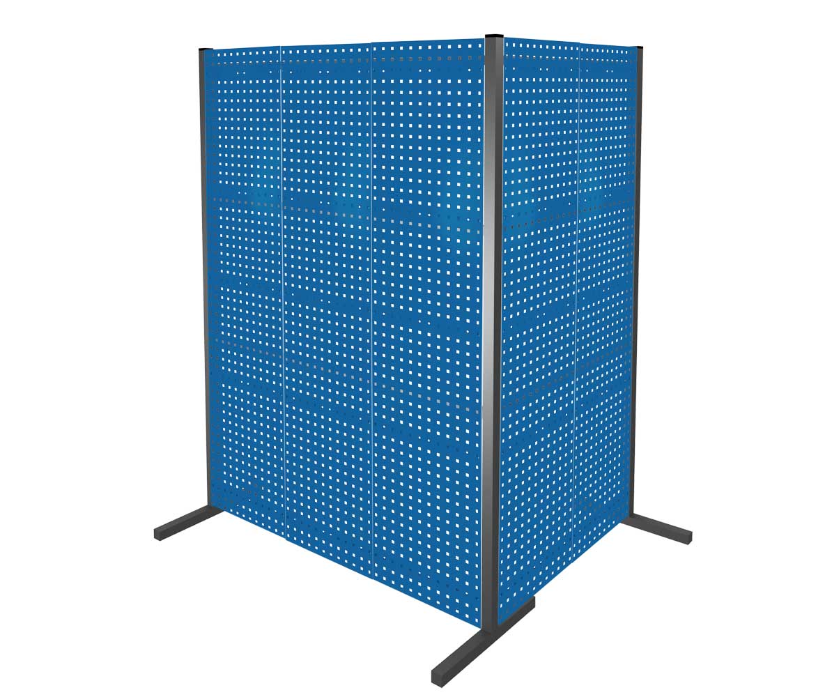 Das ®RasterPlan Trennwand Doppelfeld von Kappes Systeme GmbH bietet flexible Raumtrennung mit 5 Lochplatten in RAL 5010, ideal für individuelle Arbeitsbereiche.