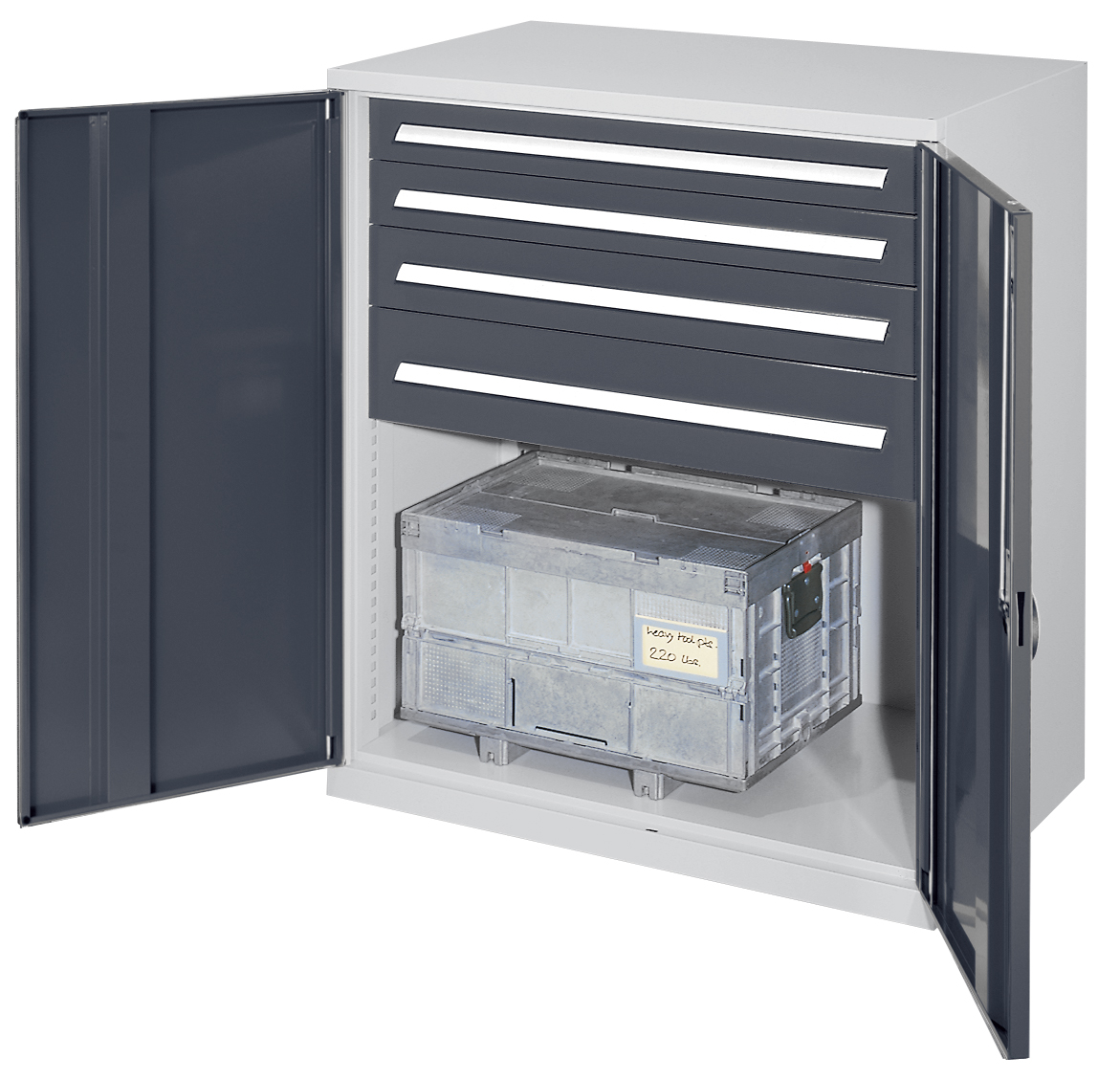 Produktbild des Schwerlast-Beistellschranks Modell 62 von Kappes Systeme GmbH: Robuste Stahlkonstruktion, vielseitige Schubladen, hohe Belastbarkeit und sichere Lagerung.