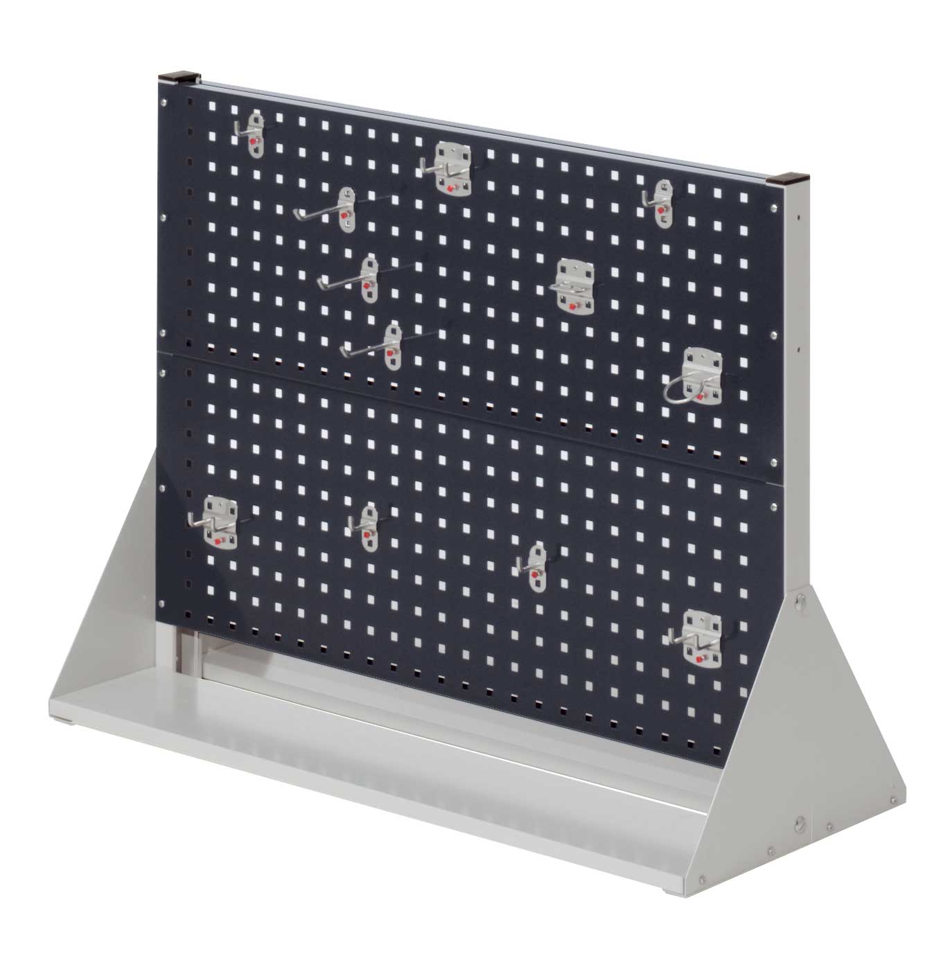 Die doppelseitige ®RasterPlan Stellwand Gr.2 von Kappes Systeme GmbH bietet eine modulare, robuste Lösung zur effizienten Organisation von Werkzeugen und Kleinteilen.