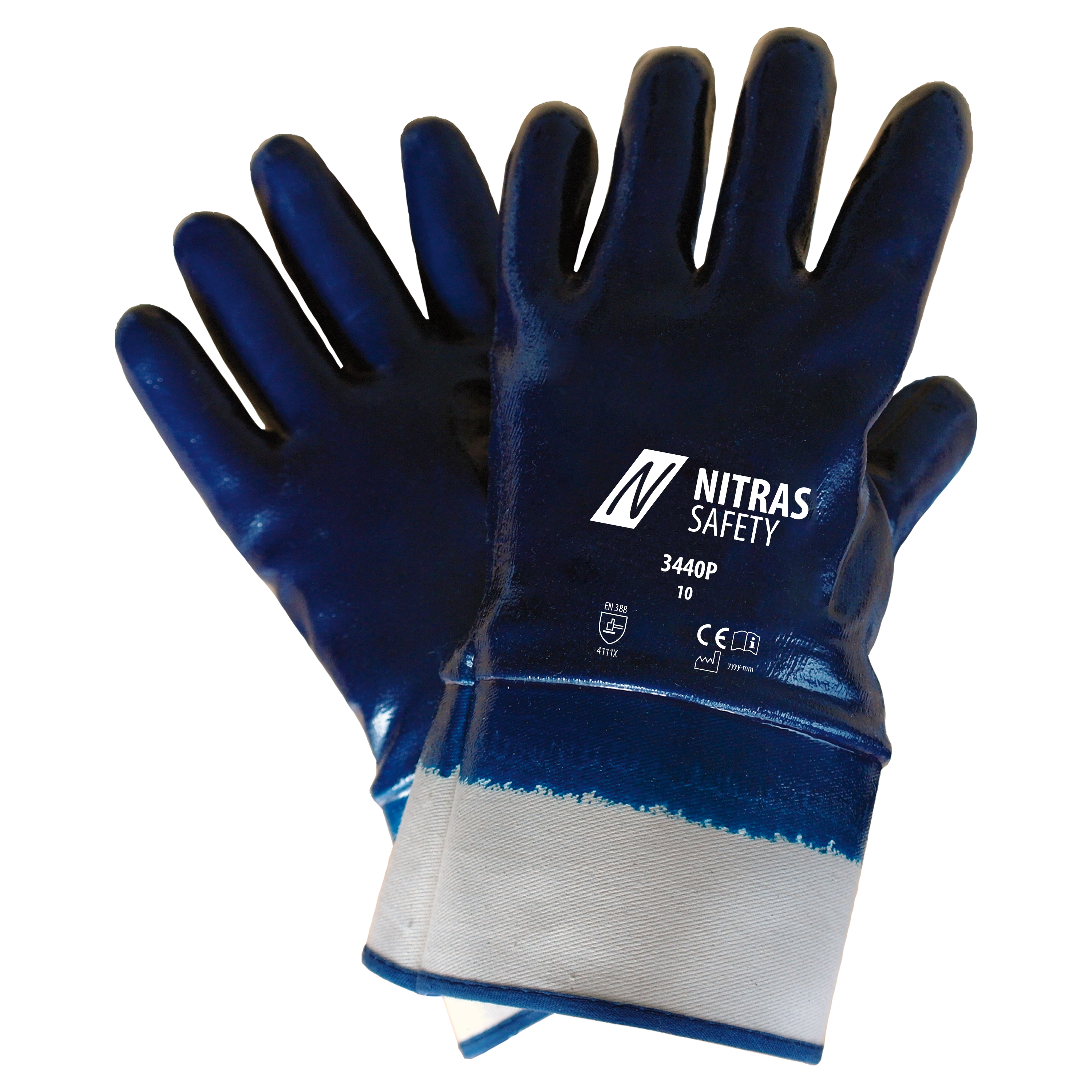 NITRAS Premium-Nitrilhandschuhe, weiß / blau, EN 388