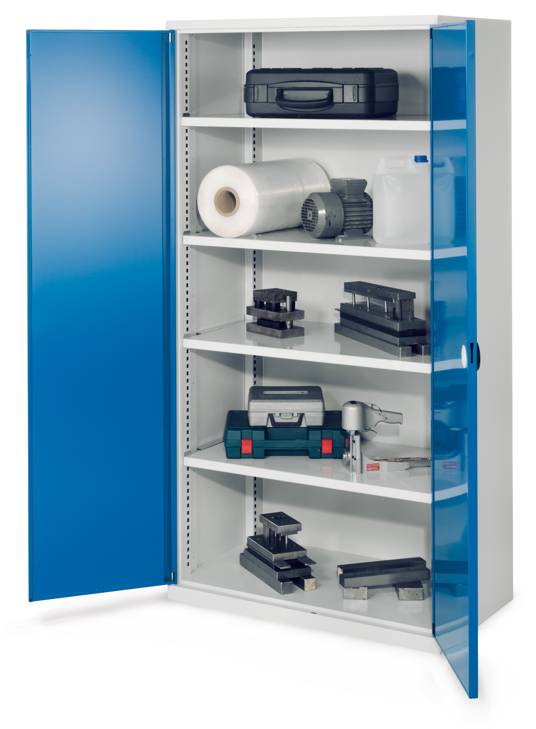 Der Schwerlastschrank Modell 41 von Kappes Systeme GmbH bietet robuste Lagerung ohne Mitteltrennwand, mit doppelwandigen Türen und hoher Tragfähigkeit bis 1,65 Tonnen.