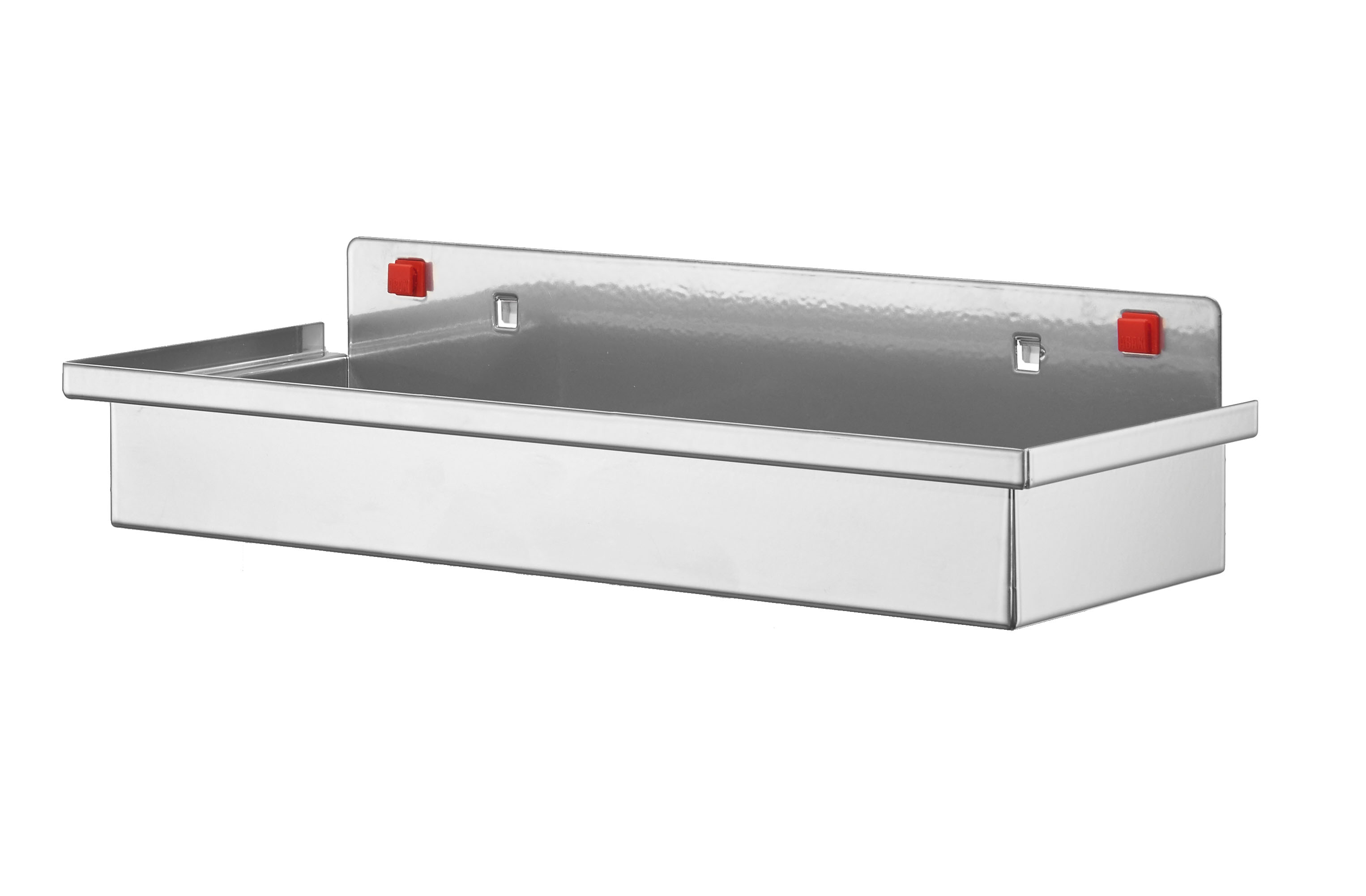 Große ABAX® Ablagebox in Alufarbe, 340x135x55 mm, werkzeuglos montierbar, flexibel, GS-geprüft, kompatibel mit ®RasterPlan Systemen von Kappes.