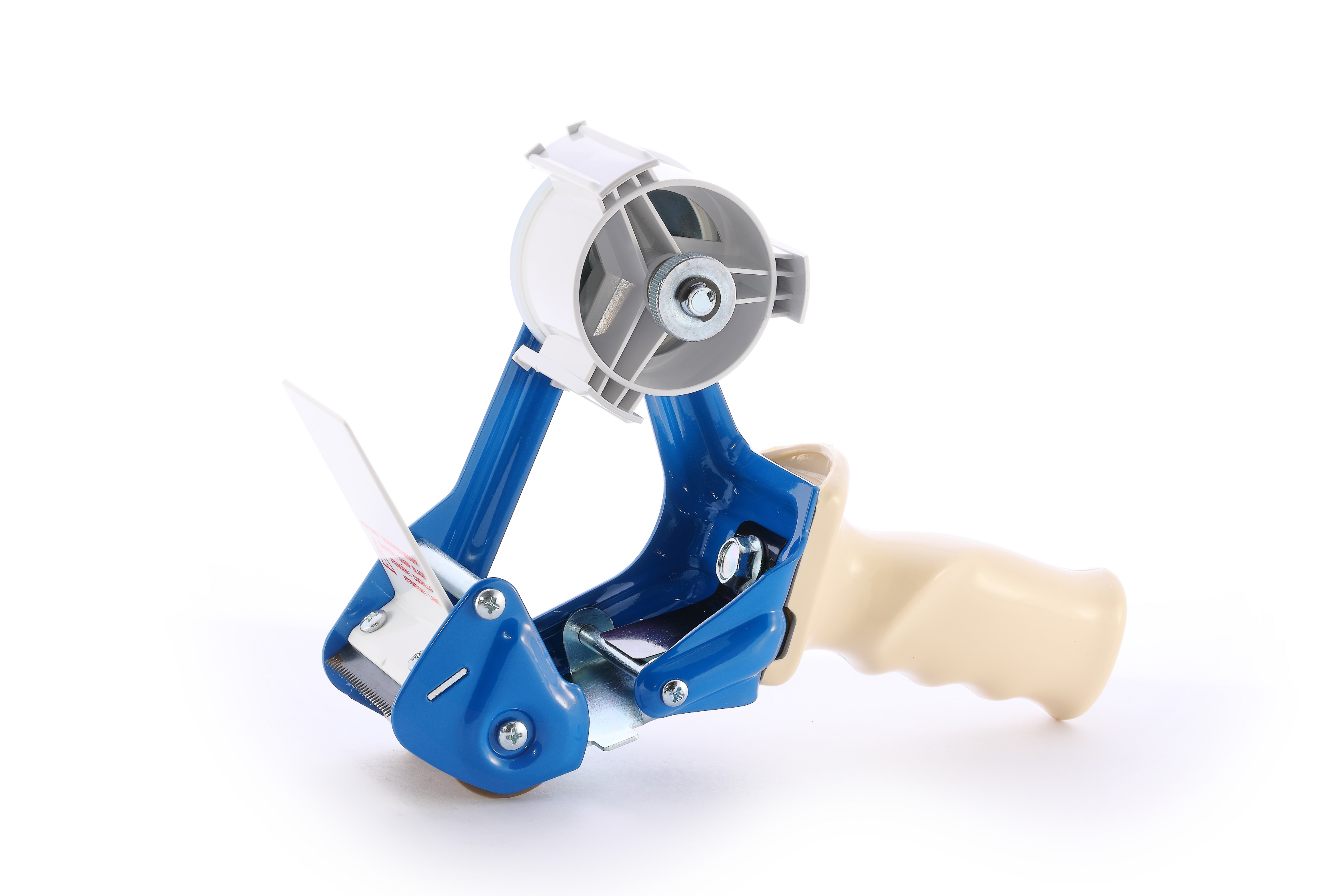Professioneller Handabroller für Filament-Klebebänder Blau mit Abrollbremse, 50mm Bandbreite, 136mm Außendurchmesser