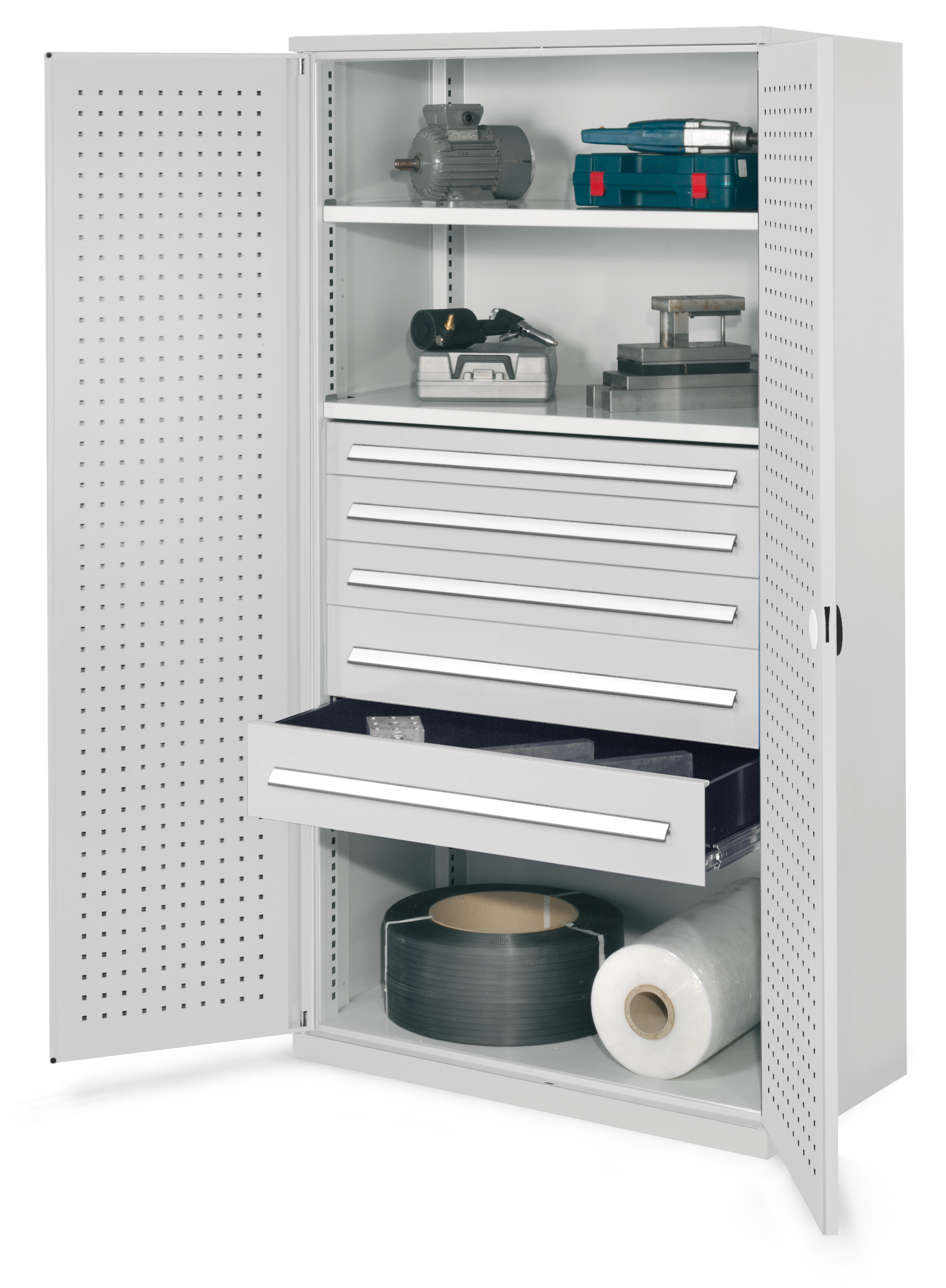 Produktbild des Schwerlastschranks Mod 44 von Kappes Systeme GmbH: Robuste Stahlkonstruktion, 1,65 Tonnen Tragkraft, flexible Schubladen und höchste Sicherheit.