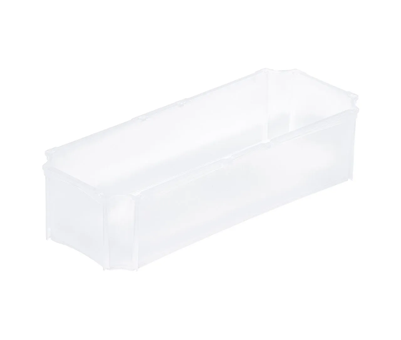 Transluzenter Einsatzbehälter der basicline Serie von Bekuplast, 355x138x85 mm, 3,1 l Volumen, aus robustem PP-C, ideal zur flexiblen Kleinteilorganisation.