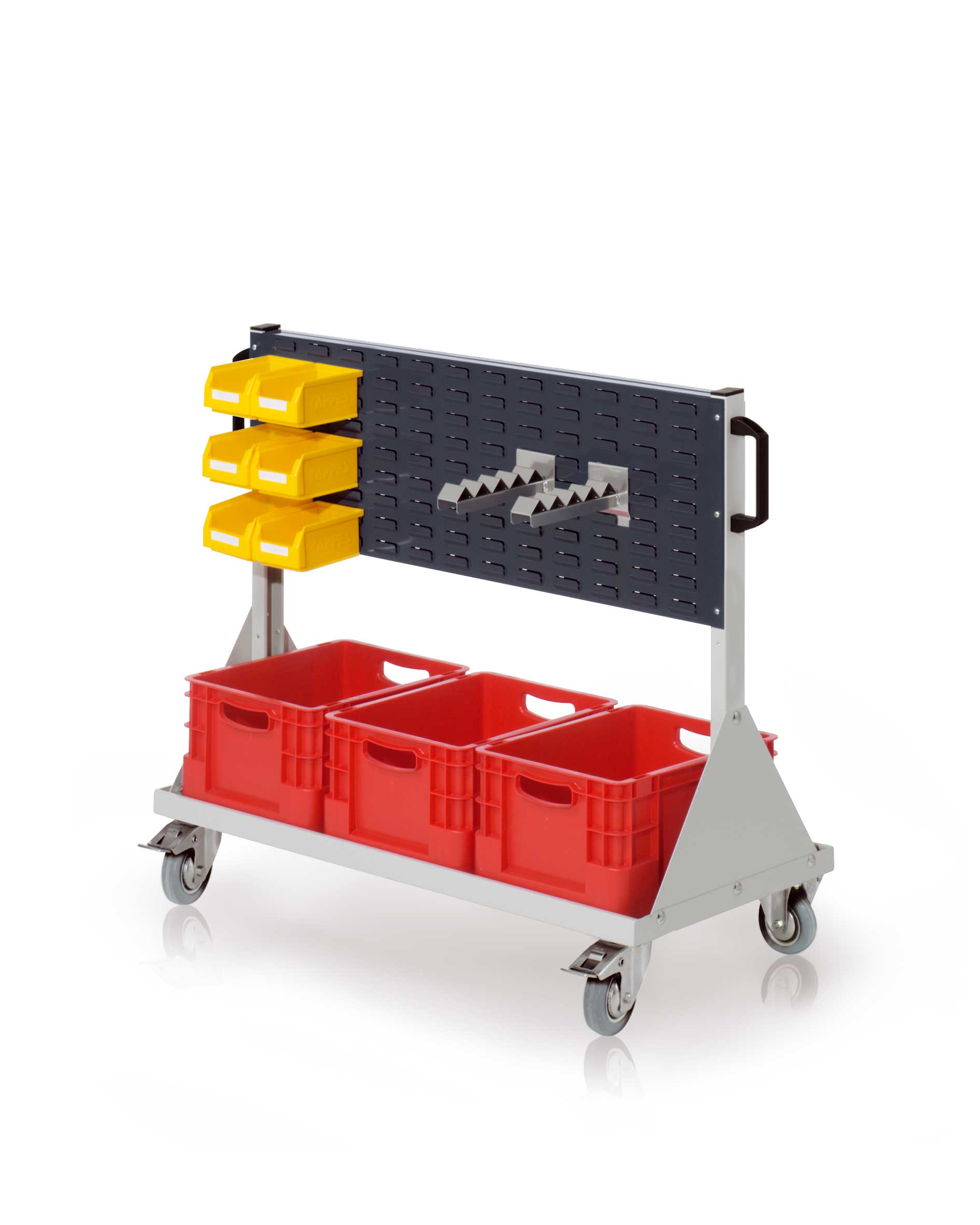 Das RasterMobil Gr. 2 von Kappes Systeme ist ein robustes, mobiles Lager- und Transportmittel mit flexibler Modulbauweise für Werkzeuge und Materialien.