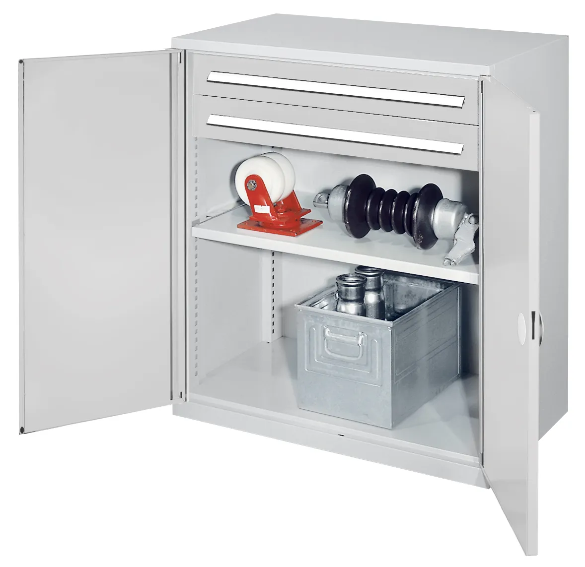 Der Schwerlast-Beistellschrank Modell 61 von Kappes Systeme GmbH bietet robuste Lagerung mit 1,65 Tonnen Kapazit?t, verstellbaren Fachb?den und sicherem Zylinderschloss.