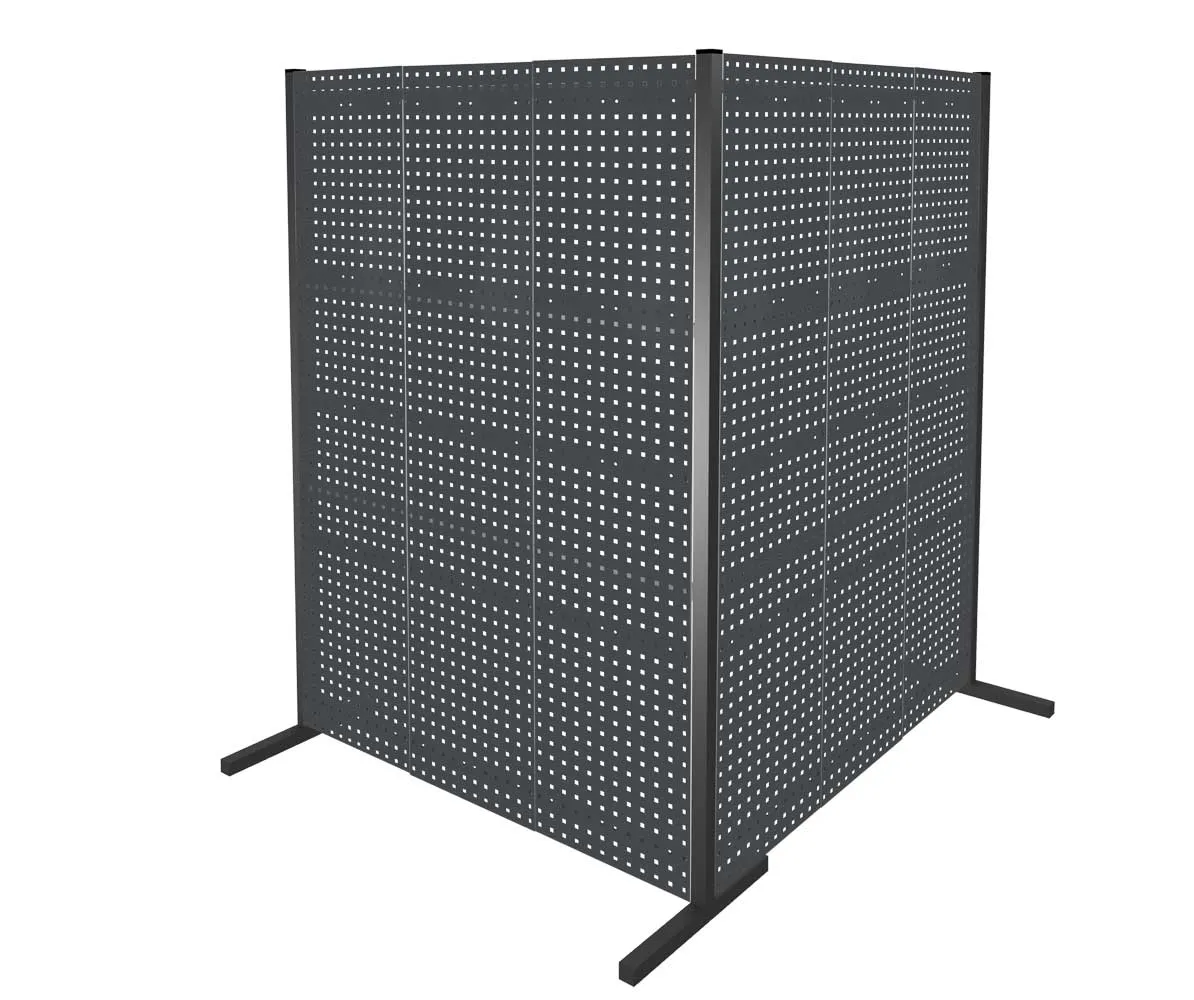 Das ®RasterPlan Trennwandsystem von Kappes Systeme GmbH bietet flexible Raumtrennung mit 6 Lochplatten, ideal für industrielle Umgebungen. Maße: 1500x1500x2000 mm, RAL 7016.