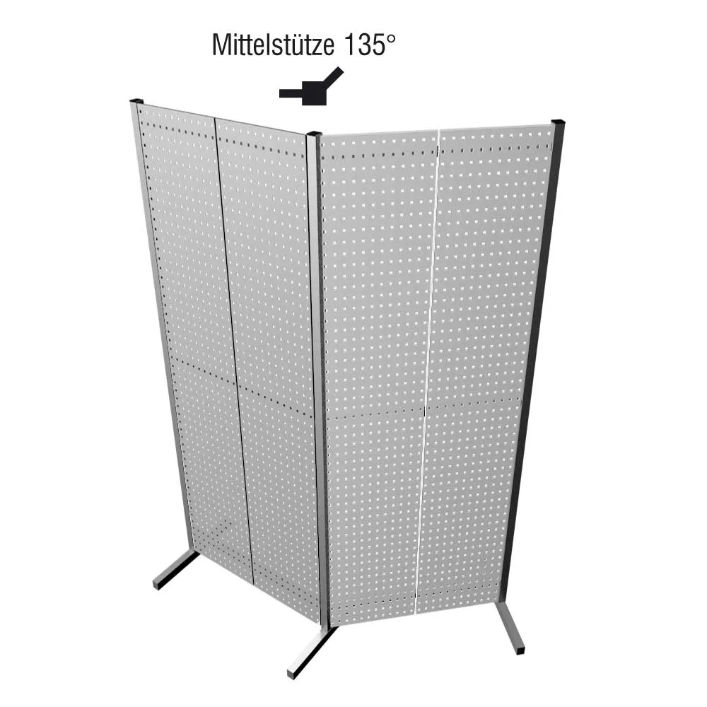 Produktbild der Mittelst?tze 135? in Alufarbe von ?RasterPlan, ideal f?r flexible Trennwandl?sungen und moderne Arbeitsplatzgestaltung.