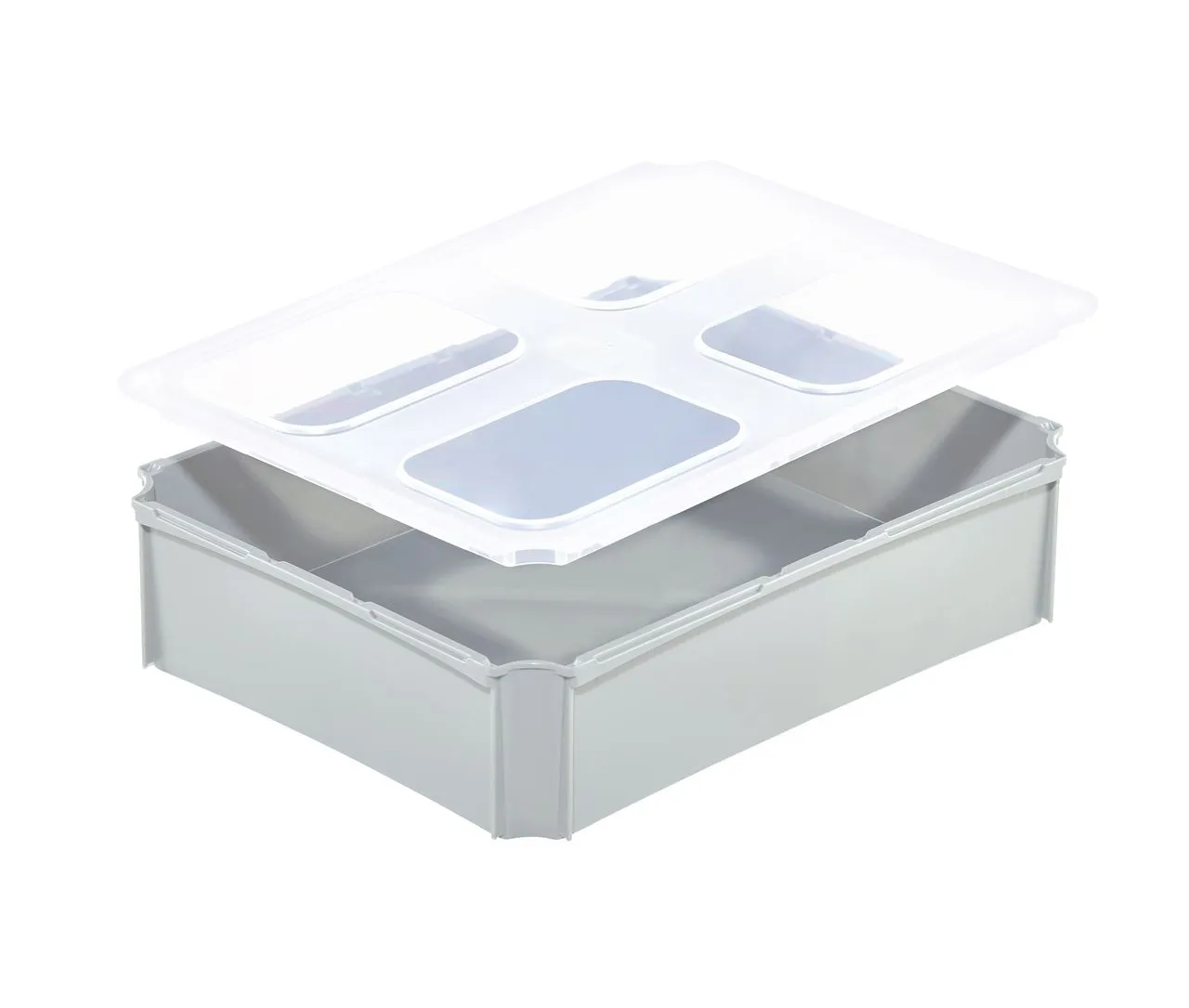 Der Basicline-Deckel von Bekuplast passt perfekt auf die Einsatzbeh?lter, bietet robusten Schutz aus PP-C, ist leicht (205 g) und in verschiedenen Farben erh?ltlich.