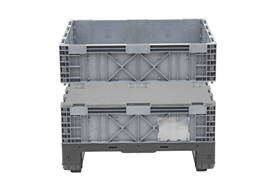 Kunststoffpalette Palettenbox System Tidus VARIO 806, 800x600x760mm, Palette + 3 Rahmen + Deckel – Ansicht 7
