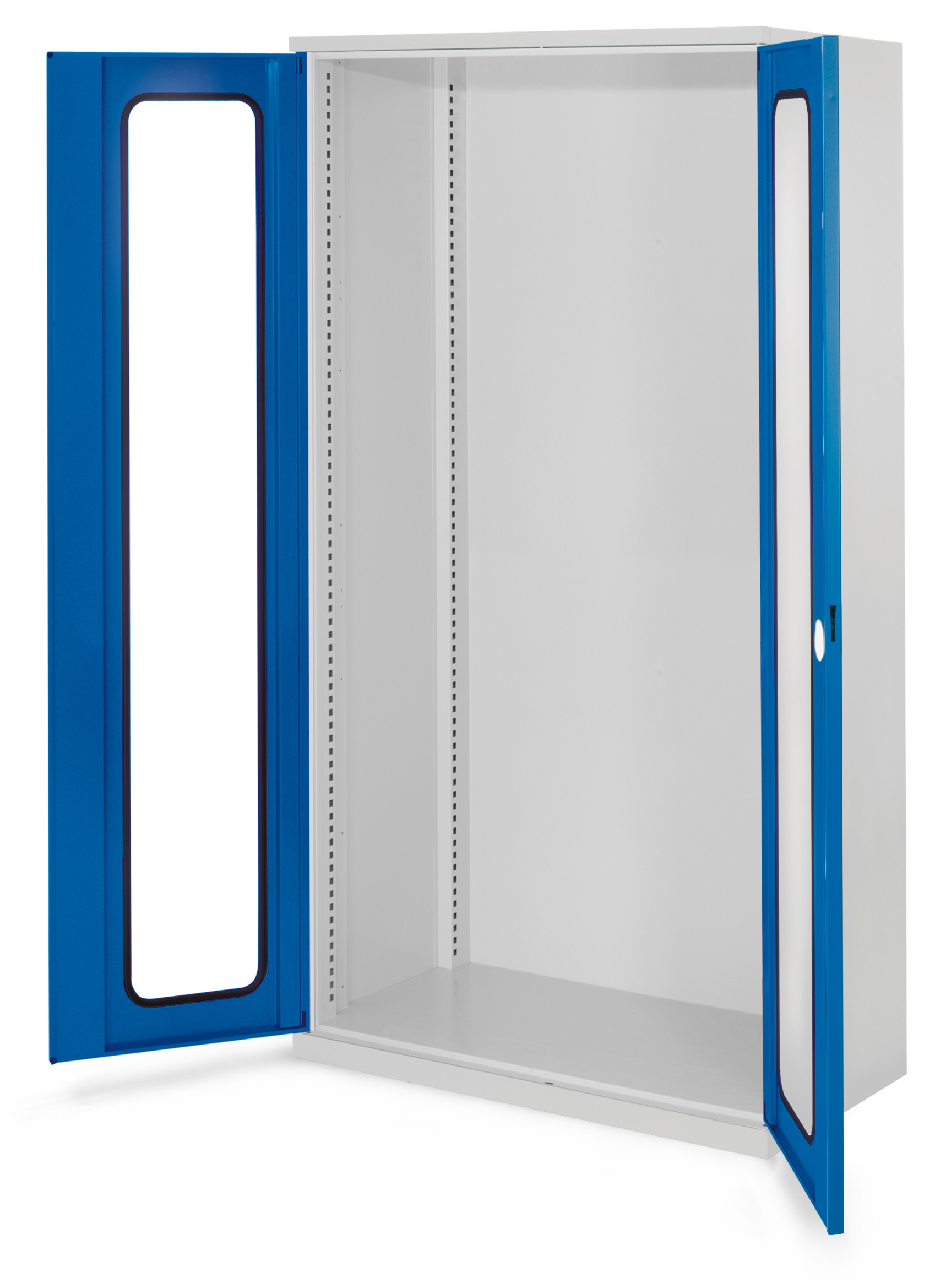 Schwerlastschrank von Kappes Systeme: Robuste Stahlkonstruktion, 1,65 Tonnen Tragkraft, lichtgrau/blau, ideal für schwere Werkzeuge, mit sicherem Zylinderschloss.