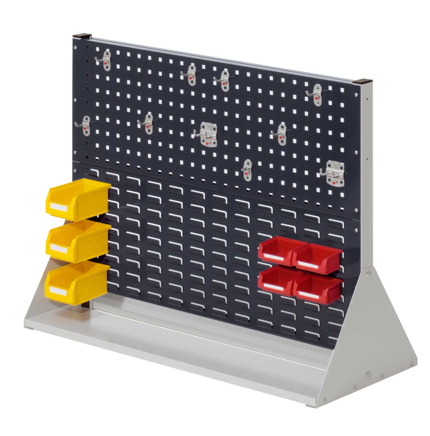 Die doppelseitige ®RasterPlan Stellwand Gr.2 von Kappes Systeme bietet flexible Organisation für Werkzeuge und Kleinteile, mit langlebiger, kratzfester Beschichtung.