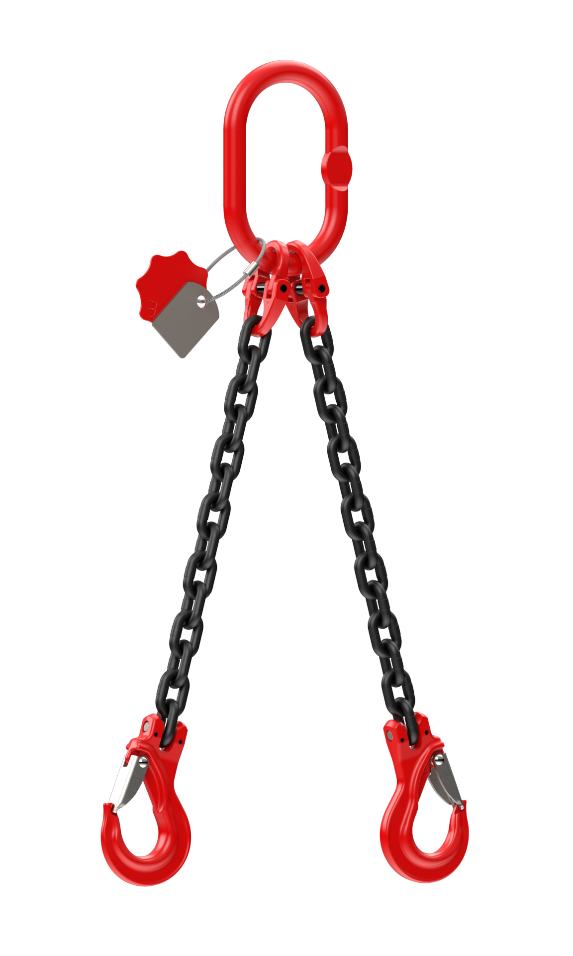 Produktbild der Dokett Anschlagkette: Zwei-strängig, 1.000 mm Länge, GS-DD Haken, Tragfähigkeit bis 2.800 kg, ideal für Bau und Transport. Von Dolezych.