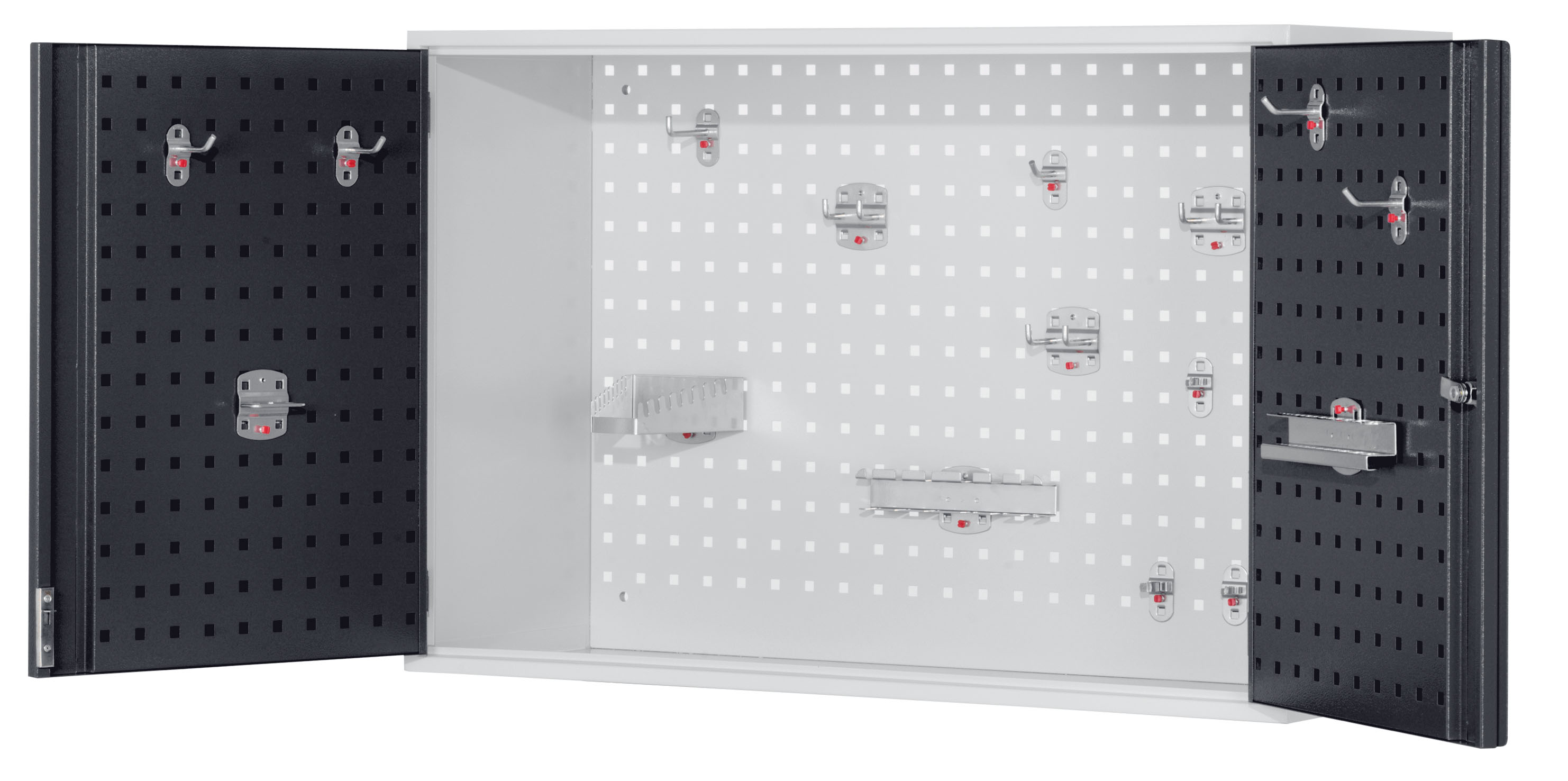Der robuste ®RasterPlan Hängeschrank Modell 10 von Kappes Systeme GmbH bietet mit seinem flexiblen Innenraum und Sicherheits-Zylinderschloss effiziente Werkzeugaufbewahrung.
