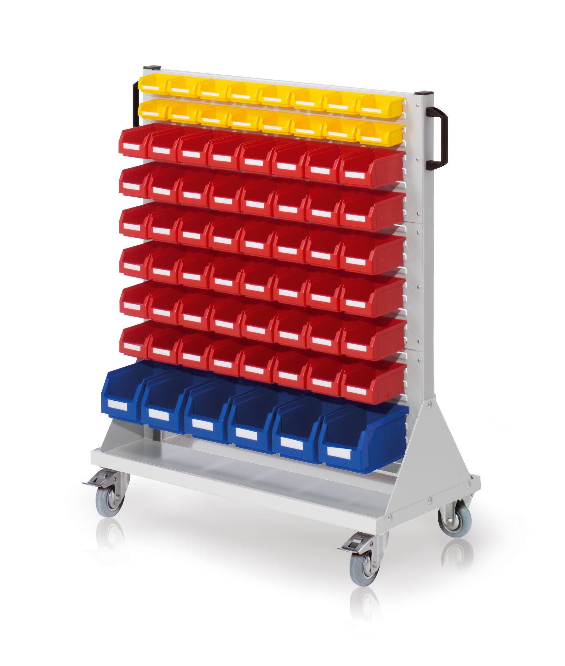 Der RasterMobil Rollwagen Gr. 3 Modell E74 von Kappes Systeme GmbH bietet flexible Lagerung und Transport mit robustem Design und ergonomischen Handgriffen.