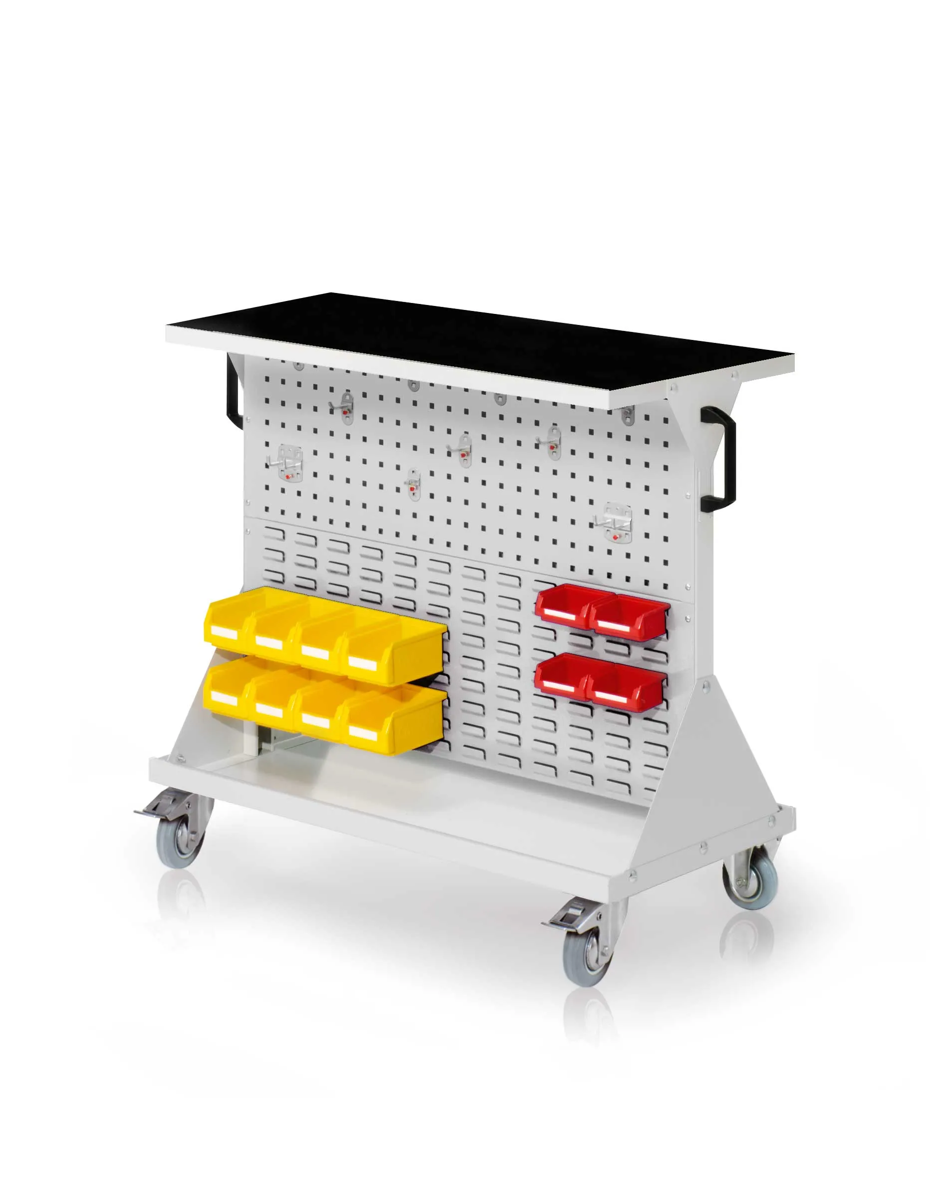 Das RasterMobil Gr. 2 von Kappes Systeme in RAL 7035 ist ein flexibles, rollendes Lager mit modularer Bauweise f?r effiziente Werkzeug- und Materialorganisation.