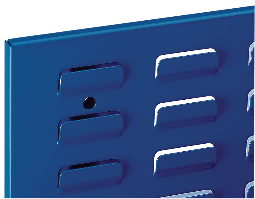 RasterPlan Schlitzplatte B 2000x450 mm in Enzianblau: Vielseitige, robuste Stahlplatte für effiziente Werkzeuglagerung, kompatibel mit vielfältigem Zubehör.