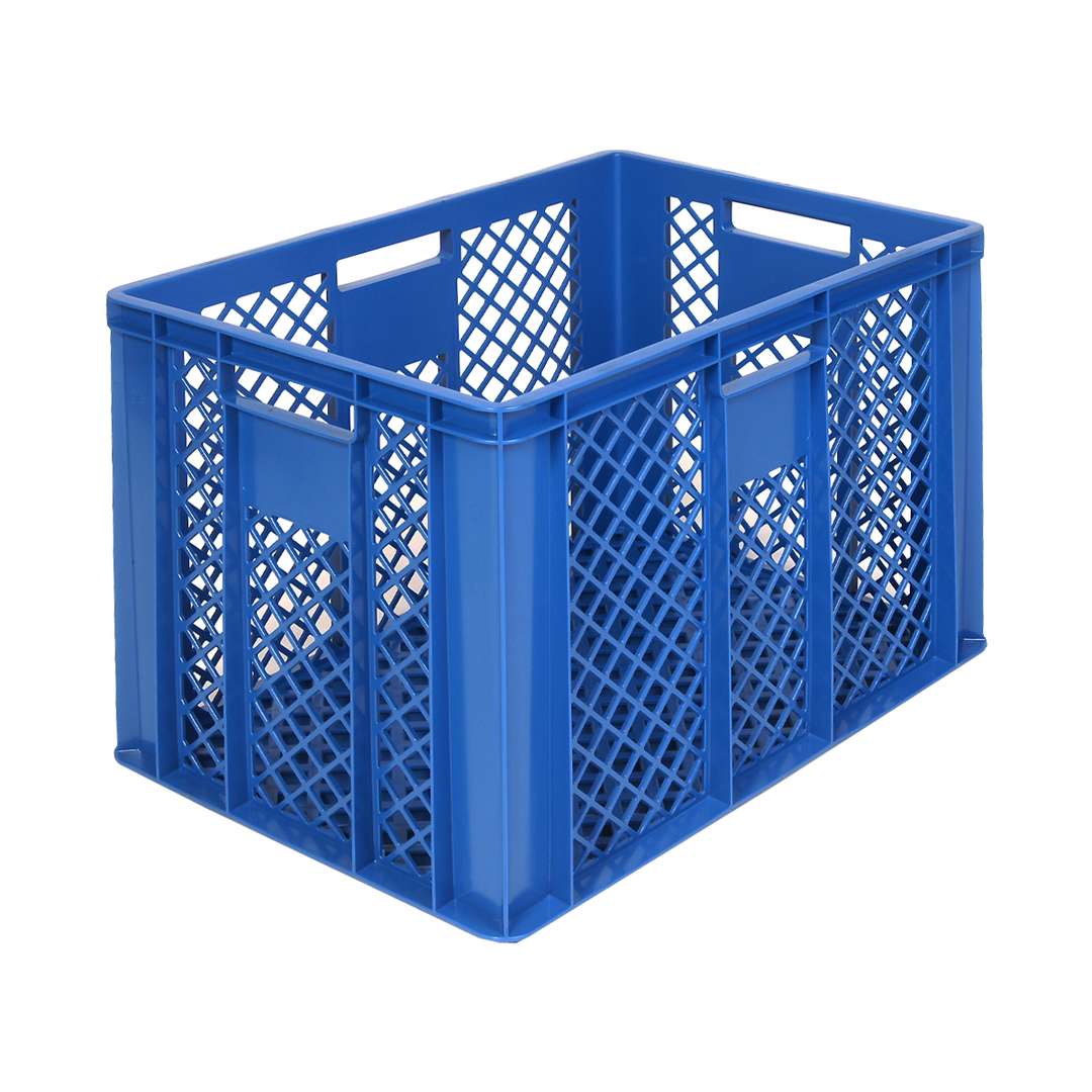 Entdecken Sie den blauen Transportkorb 600 x 400 x 410 mm – ideal für Brot- und Backwaren. Robust, stapelbar und mit optimaler Belüftung für frische Produkte!