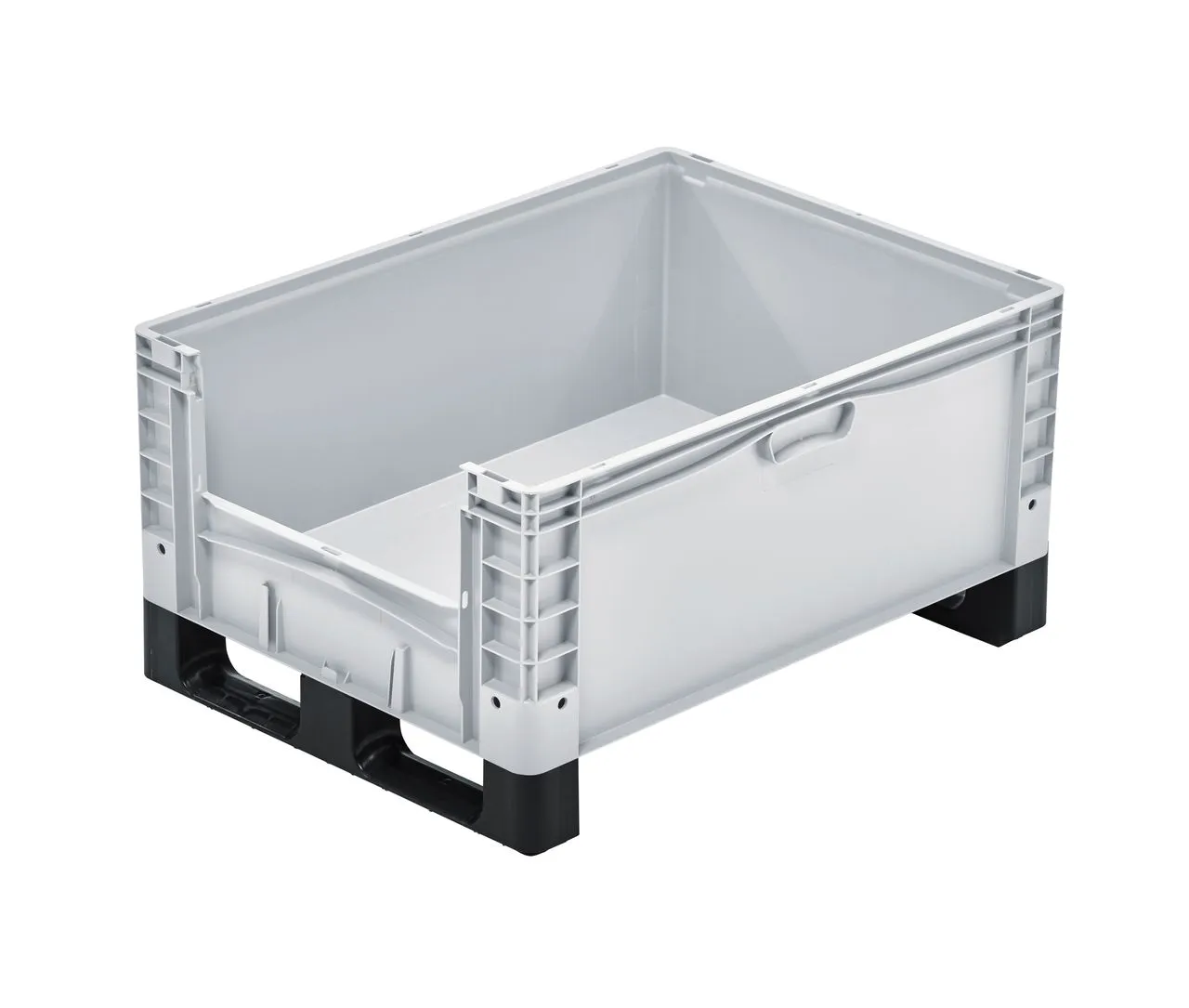 Der Bekuplast Gro?beh?lter 800x600x420 mm aus robustem PP-C bietet 126 Liter Volumen, geschlossene Seiten und Kufen f?r einfache Handhabung und Transport.