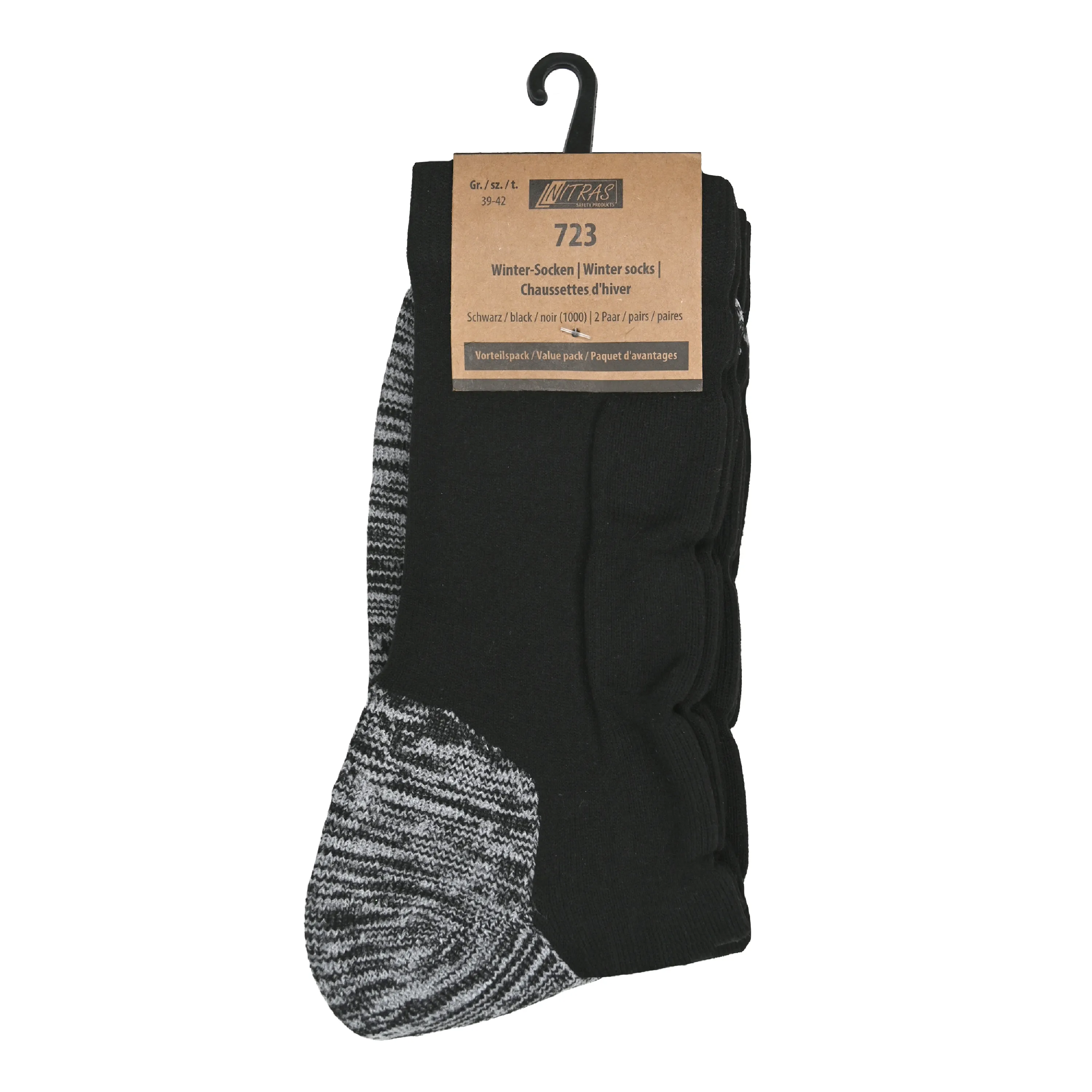 Produktbild der NITRAS Winter-Socken in Schwarz, wadenhoch mit anatomischer Passform, 3D-Polsterung und robusten Verst?rkungen f?r optimalen Komfort.