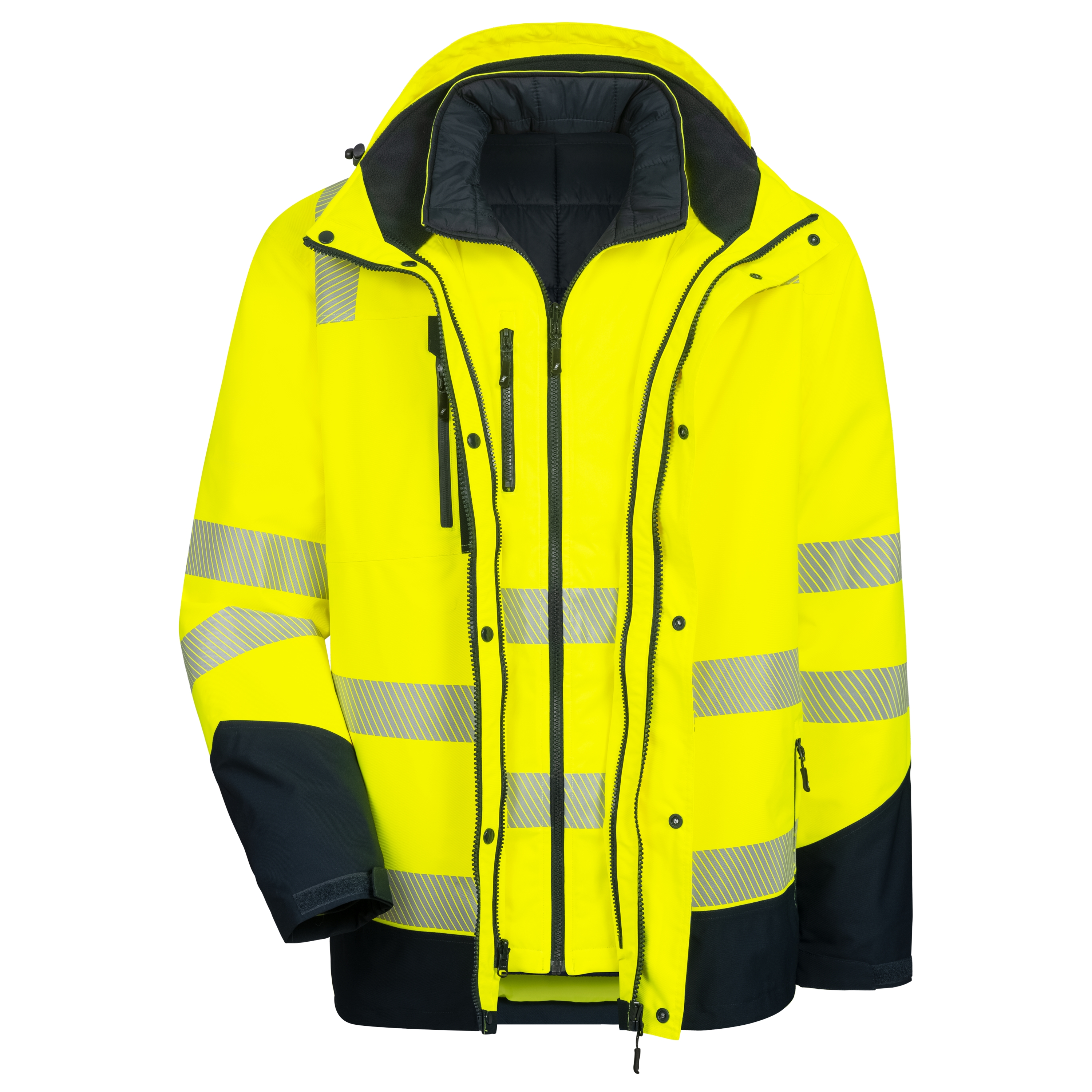 NITRAS MOTION TEX VIZ PLUS, Multifunktions-Warnschutzjacke, neongelb / marineblau (Farbcode: 4021), EN ISO 20471, EN 343