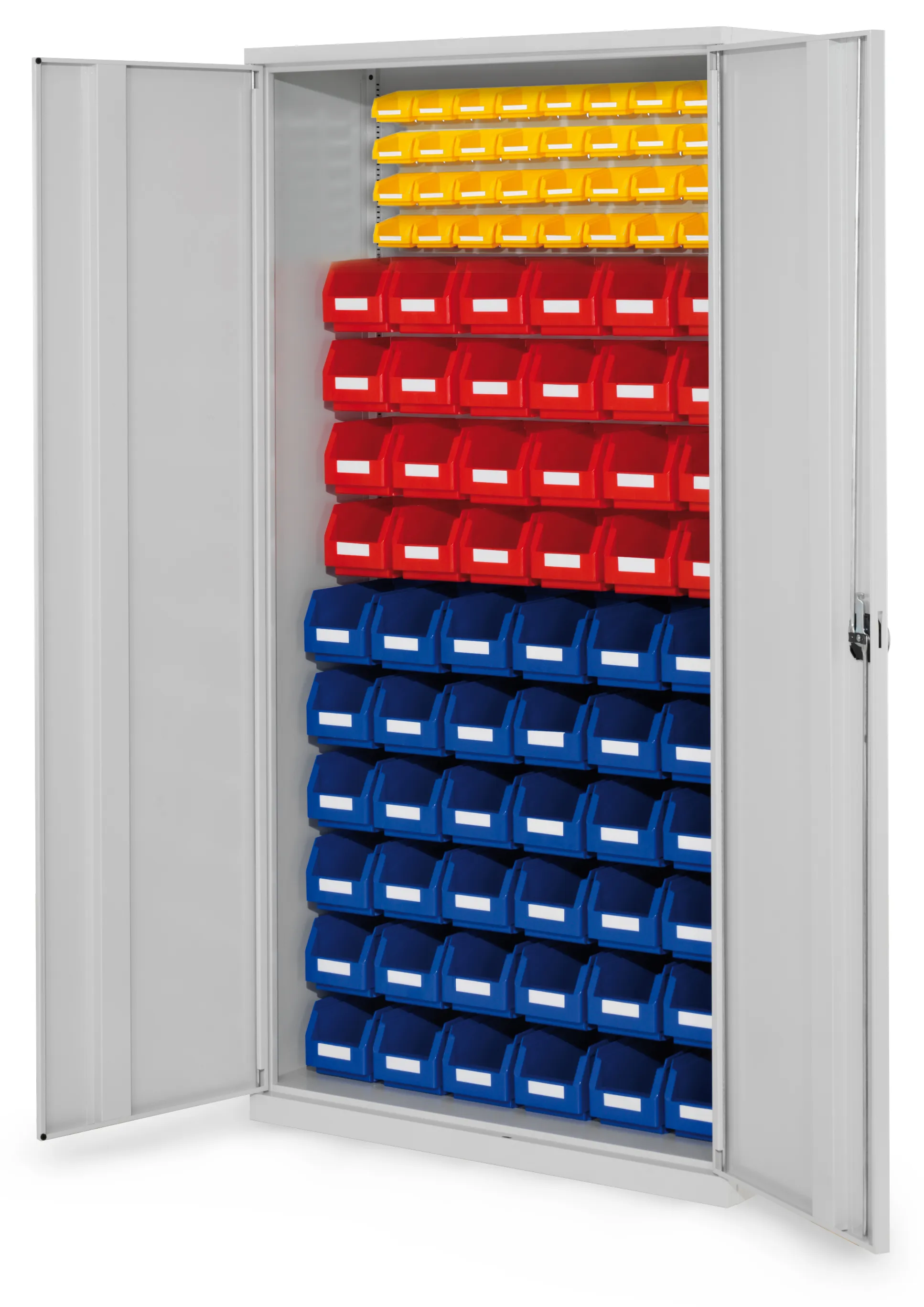 Der RasterPlan Schlitzplattenschrank von Kappes Systeme GmbH, Modell 57, bietet robuste Lagerung mit Vollblecht?ren, Sichtk?sten und sicherem Zylinderschloss.