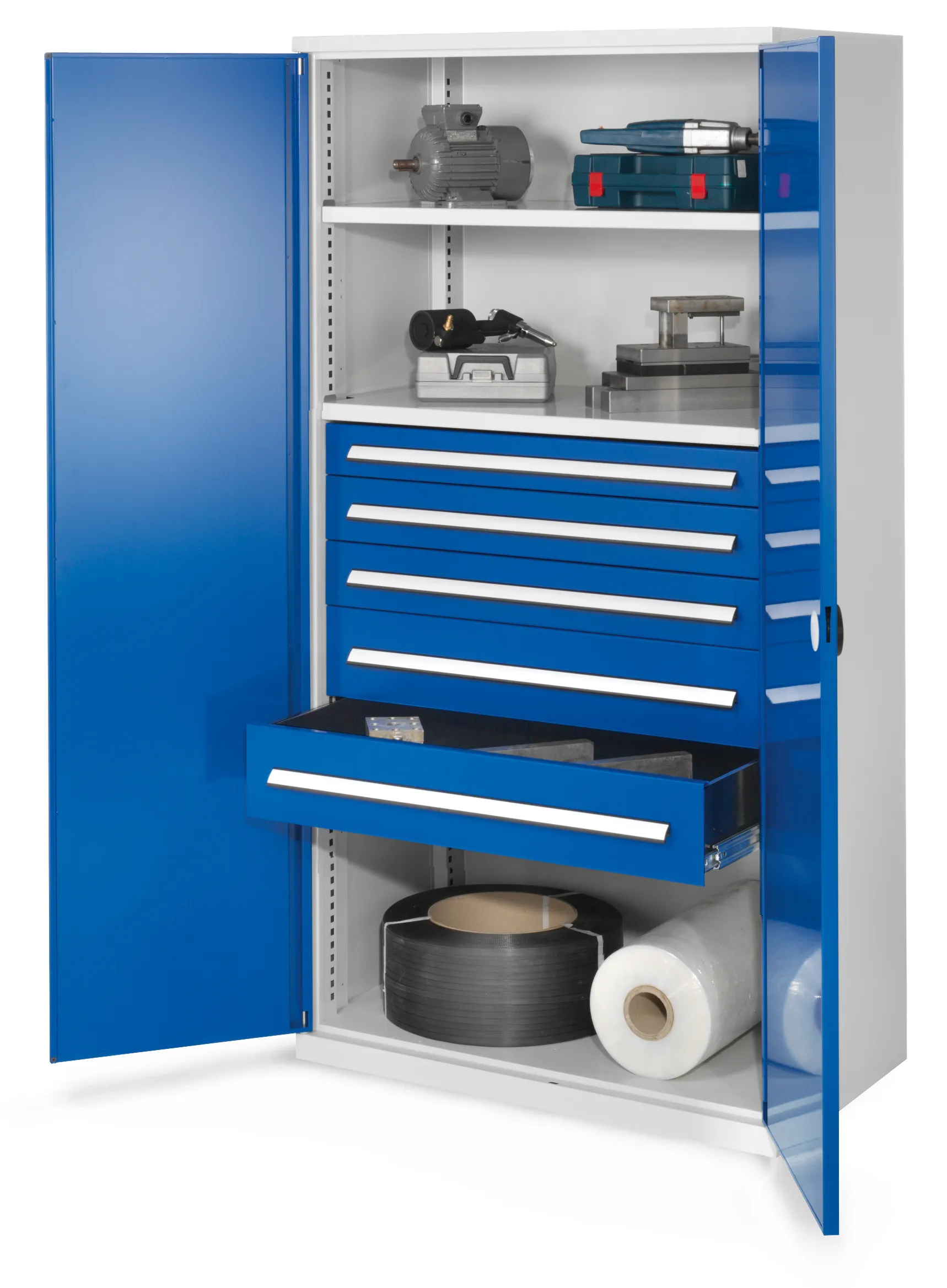 Der Schwerlastschrank Mod 44 von Kappes Systeme bietet robuste Aufbewahrung mit doppelwandiger T?r, verzinkten Fachb?den und hoher Belastbarkeit bis 1,65 t.