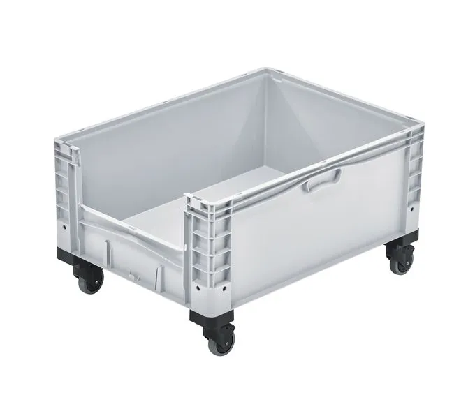 Gro?beh?lter von Bekuplast: Robuster 800x600x460 mm Beh?lter aus PP-C mit R?dern, 133L Volumen, ideal f?r Lagerung und Transport in Industrieumgebungen.