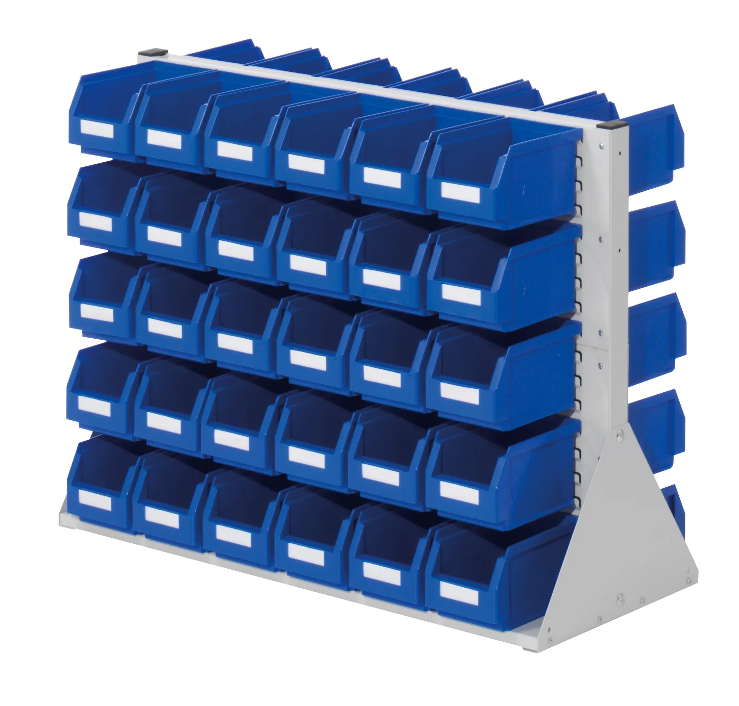 Die doppelseitige ®RasterPlan Systemeinheit Gr.2 von Kappes Systeme GmbH, H760 x B1000 x T430 mm, bietet mit 60 Lagersichtkästen effiziente Kleinteilorganisation.