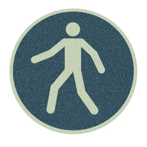 Nachleuchtende Antirutsch-Bodenmarkierung "Für Fußgänger" von Mehlhose: 400mm Kreis, R13 rutschhemmend, langlebig, selbstklebend, ideal für Innen- und Außenbereiche.