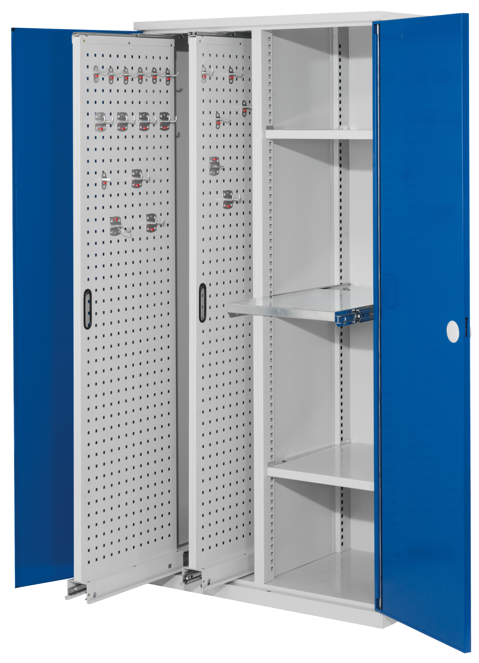 Der RasterPlan Vertikalschrank Modell 84 von Kappes Systeme bietet kompakte, sichere Werkzeuglagerung mit robustem Design und flexibler Innenausstattung.
