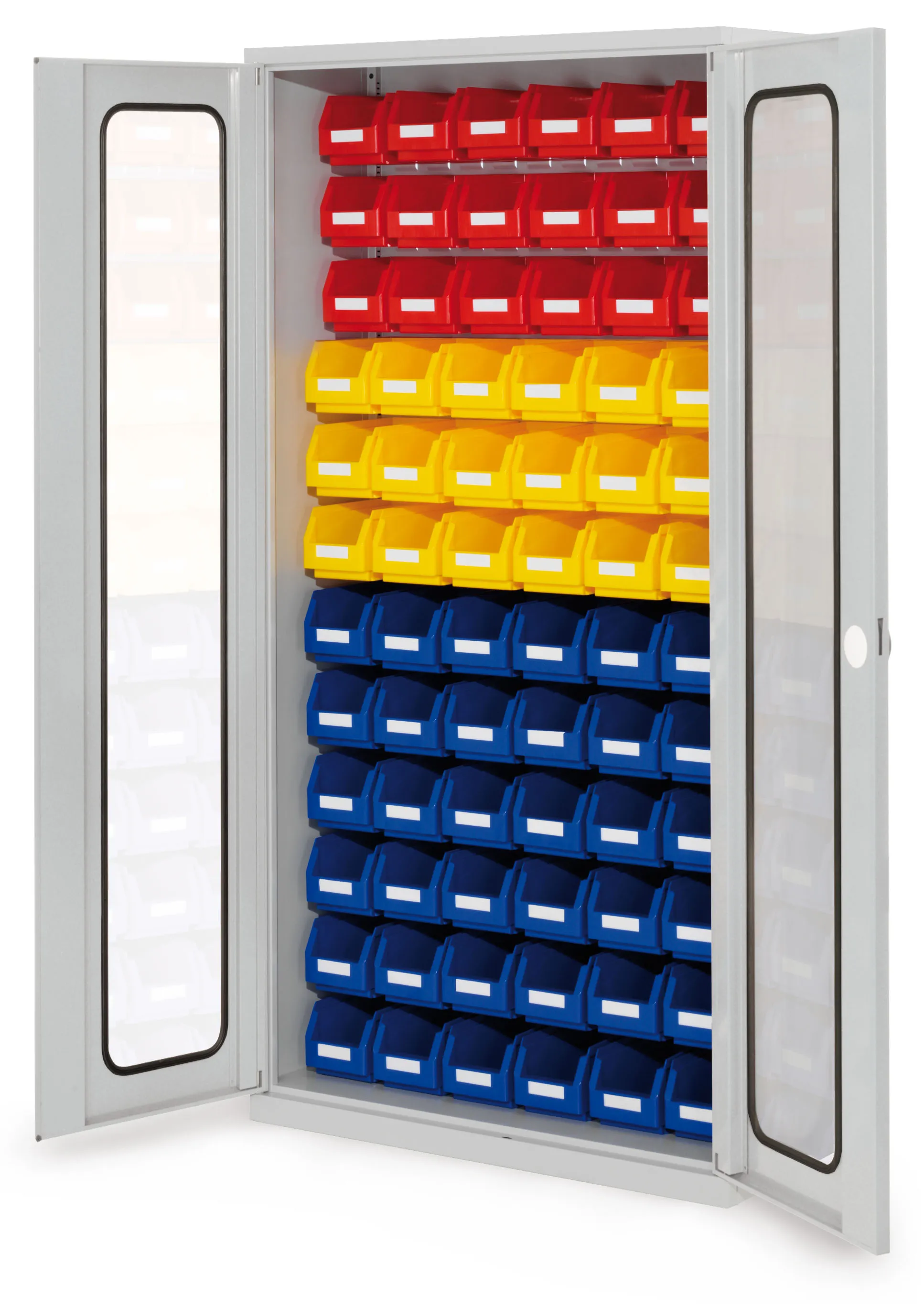 Der RasterPlan Schlitzplattenschrank von Kappes Systeme bietet mit Sichtfenstert?ren und robustem Stahlbau eine sichere und effiziente Lagerl?sung f?r Kleinmaterial.