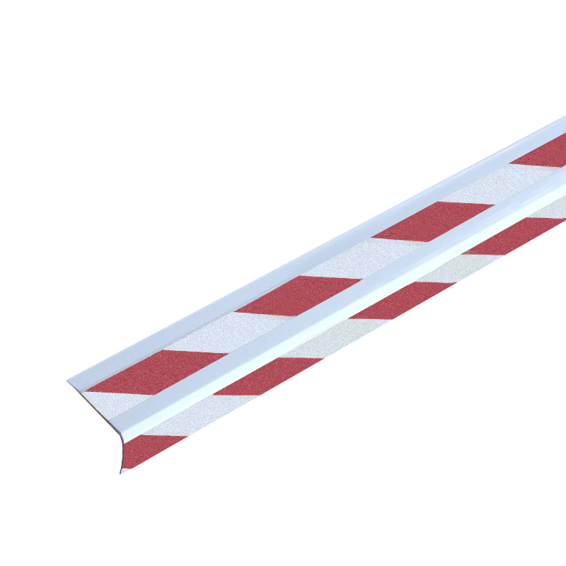 Antirutschtreppenkantenprofil Aluminium m2 rot/weiß 53x1000x31mm, 2 Streifen, selbstklebend