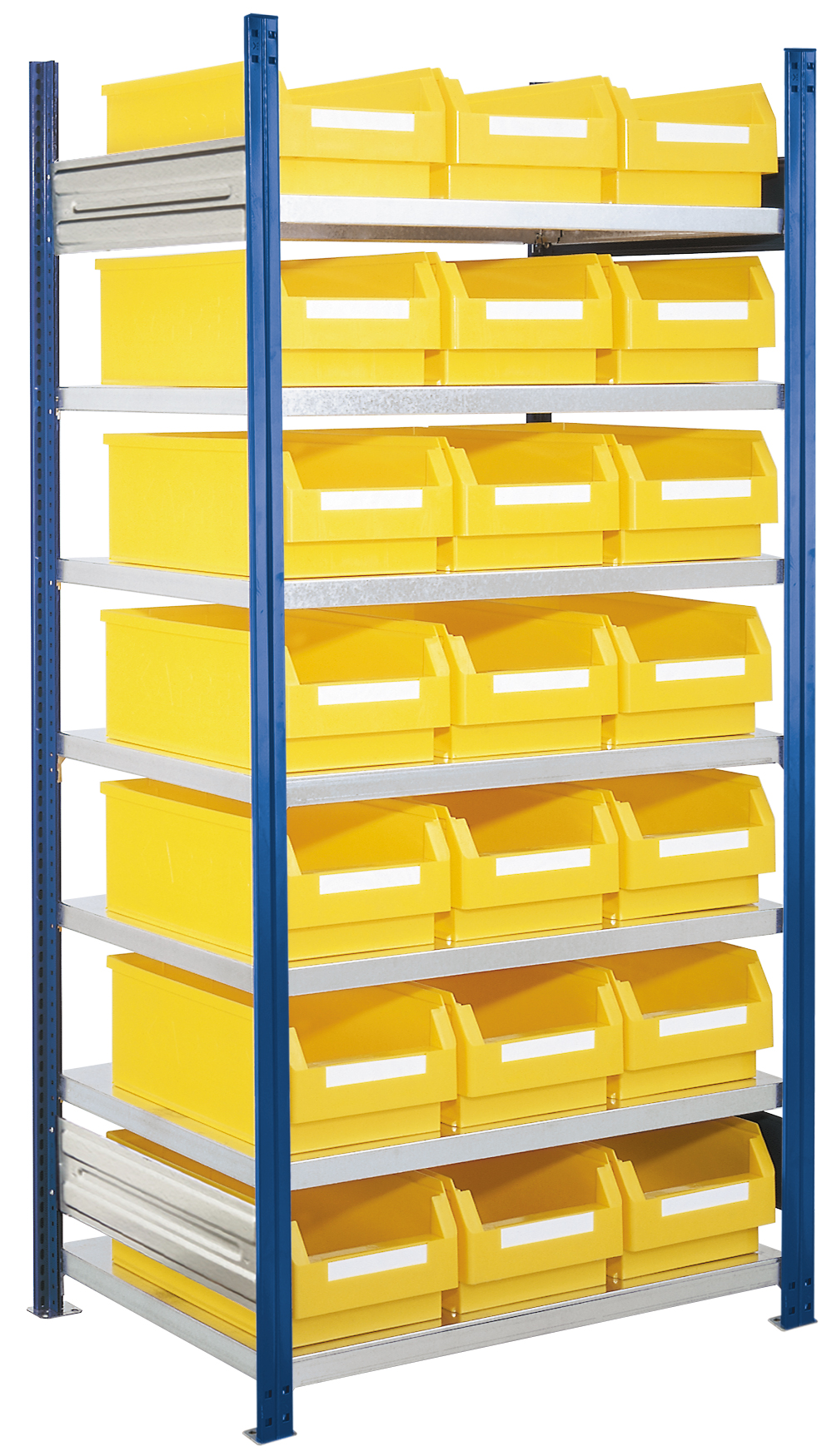 Das ®RasterPlan Steckregal Modell 15 von Kappes Systeme bietet mit 21 Lagersichtkästen eine robuste, erweiterbare Lagerlösung für den industriellen Einsatz.
