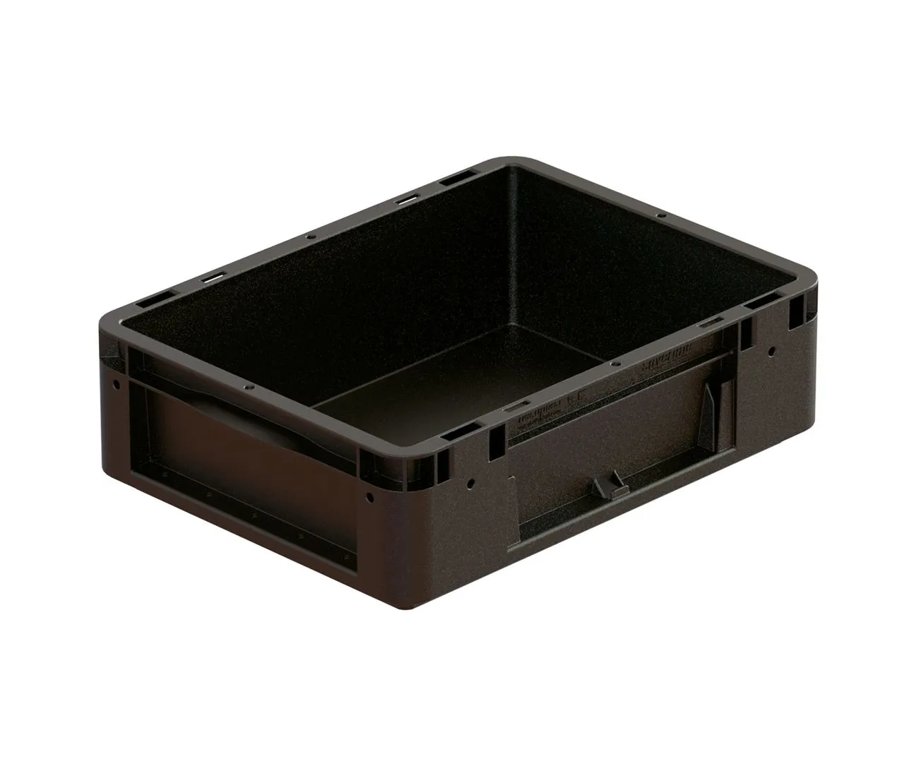 Silverline-Beh?lter von Bekuplast: Robuster, 10-Liter-Beh?lter (400x300x120 mm) aus ESD-leitf?higem PP-C, ideal f?r automatisierte Logistiksysteme. Schwarz, 925 g.