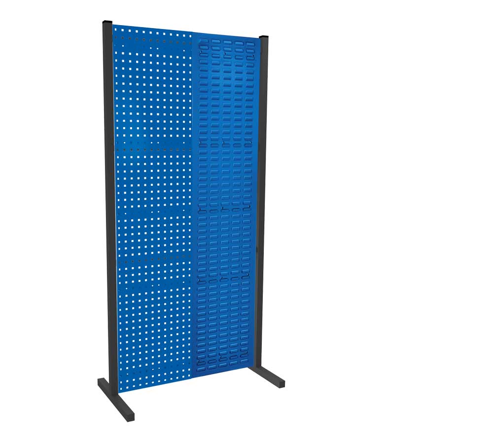 Das ®RasterPlan Trennwand Einzelfeld von Kappes Systeme GmbH, 1000x2000 mm, in RAL 5010, bietet flexible Trennwandlösungen mit Loch- und Schlitzplatten.