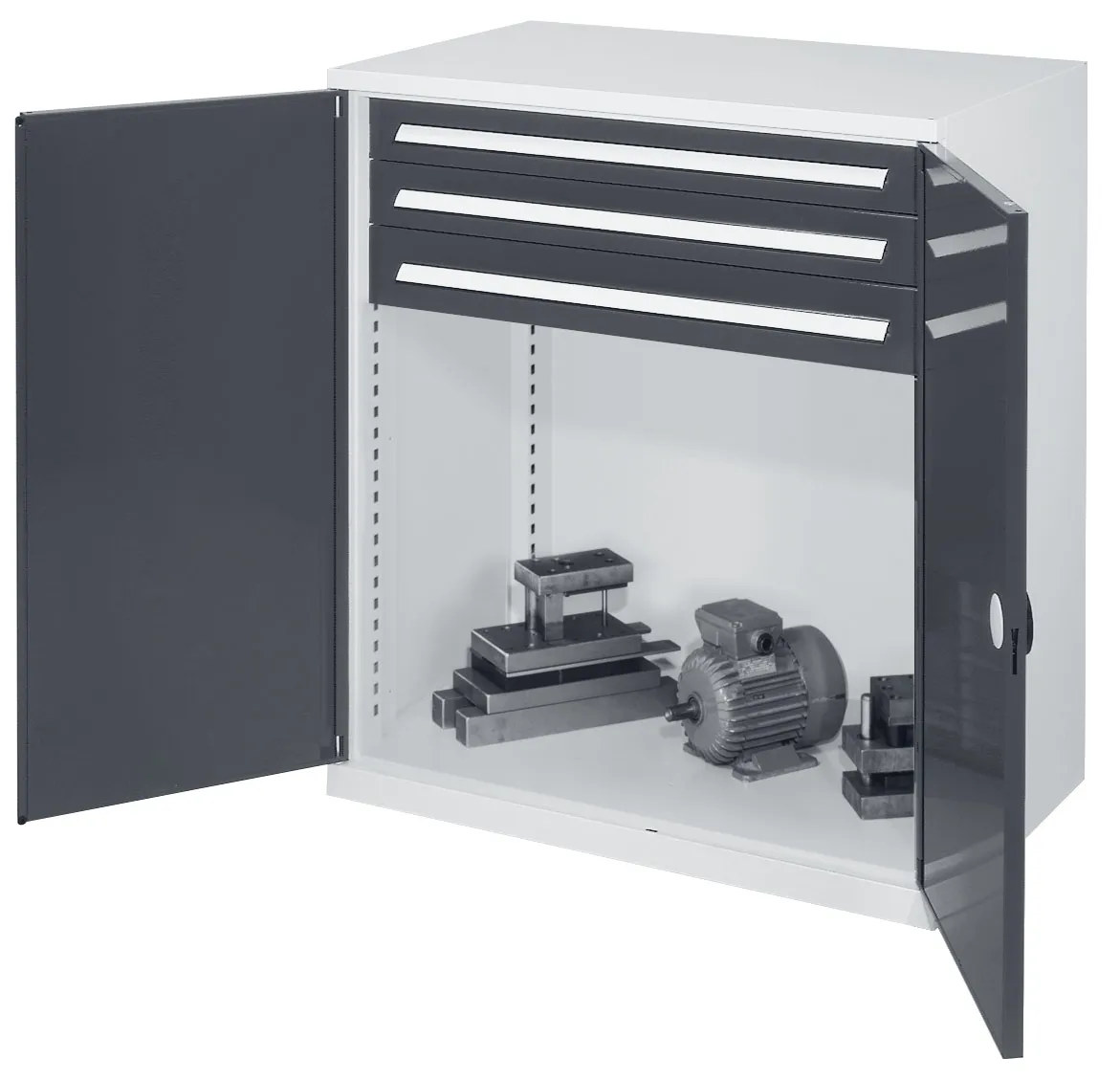 Der Schwerlast-Beistellschrank Modell 64 von Kappes Systeme GmbH bietet robuste Lagerung mit 1,65 Tonnen Tragkraft, ergonomischem Design und sicherem Zylinderschloss.