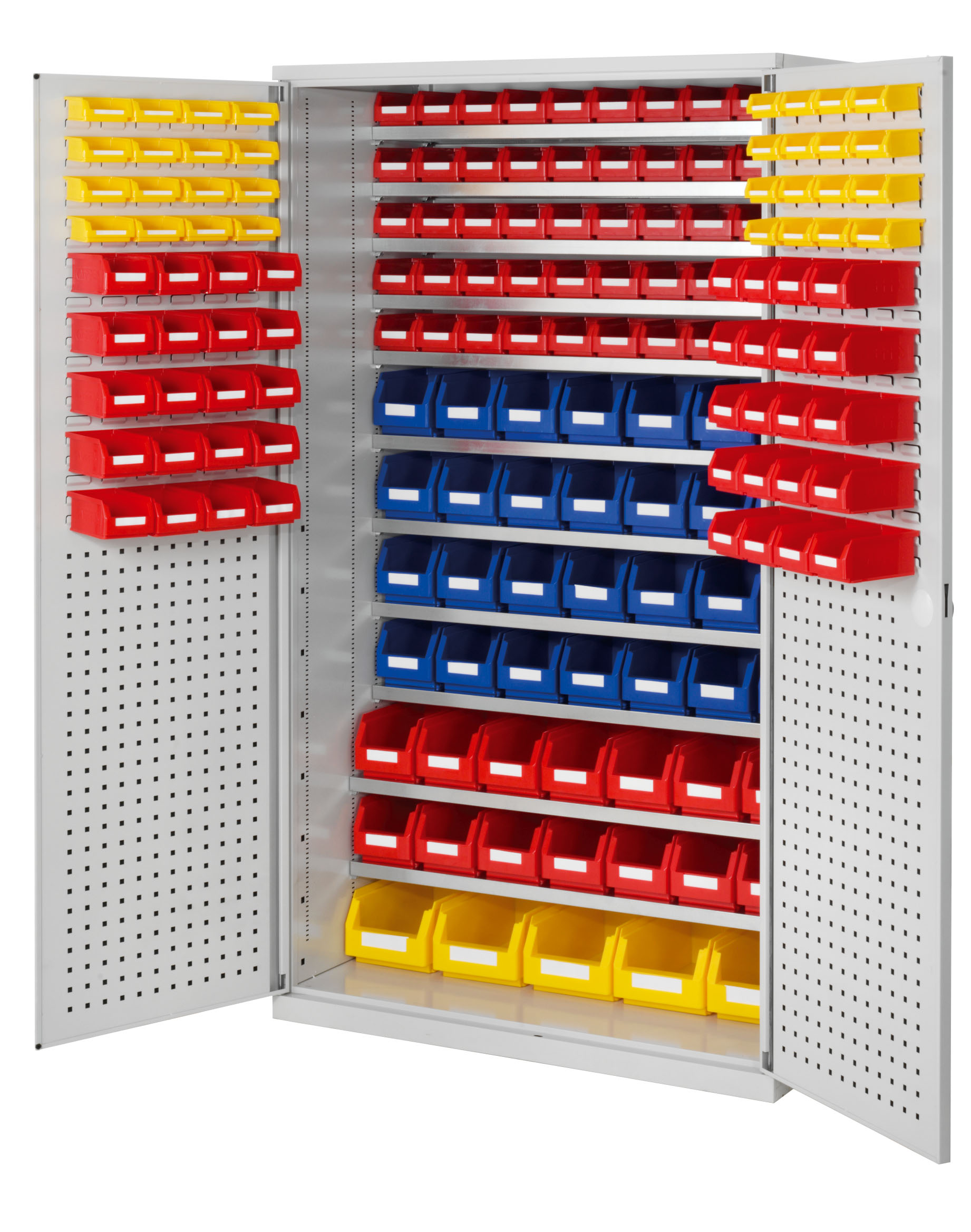 Gro?raumschrank Modell 12 von Kappes Systeme: Robuste Stahlkonstruktion, flexible Innenausstattung mit RasterPlan, lichtgraue Beschichtung, sicher abschlie?bar.
