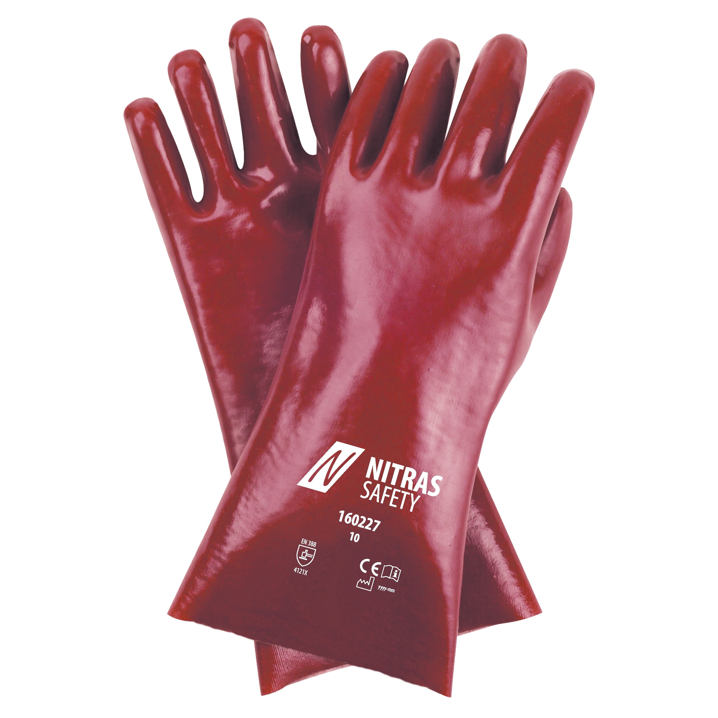 NITRAS PVC-Handschuhe, naturfarben / rot, EN 388