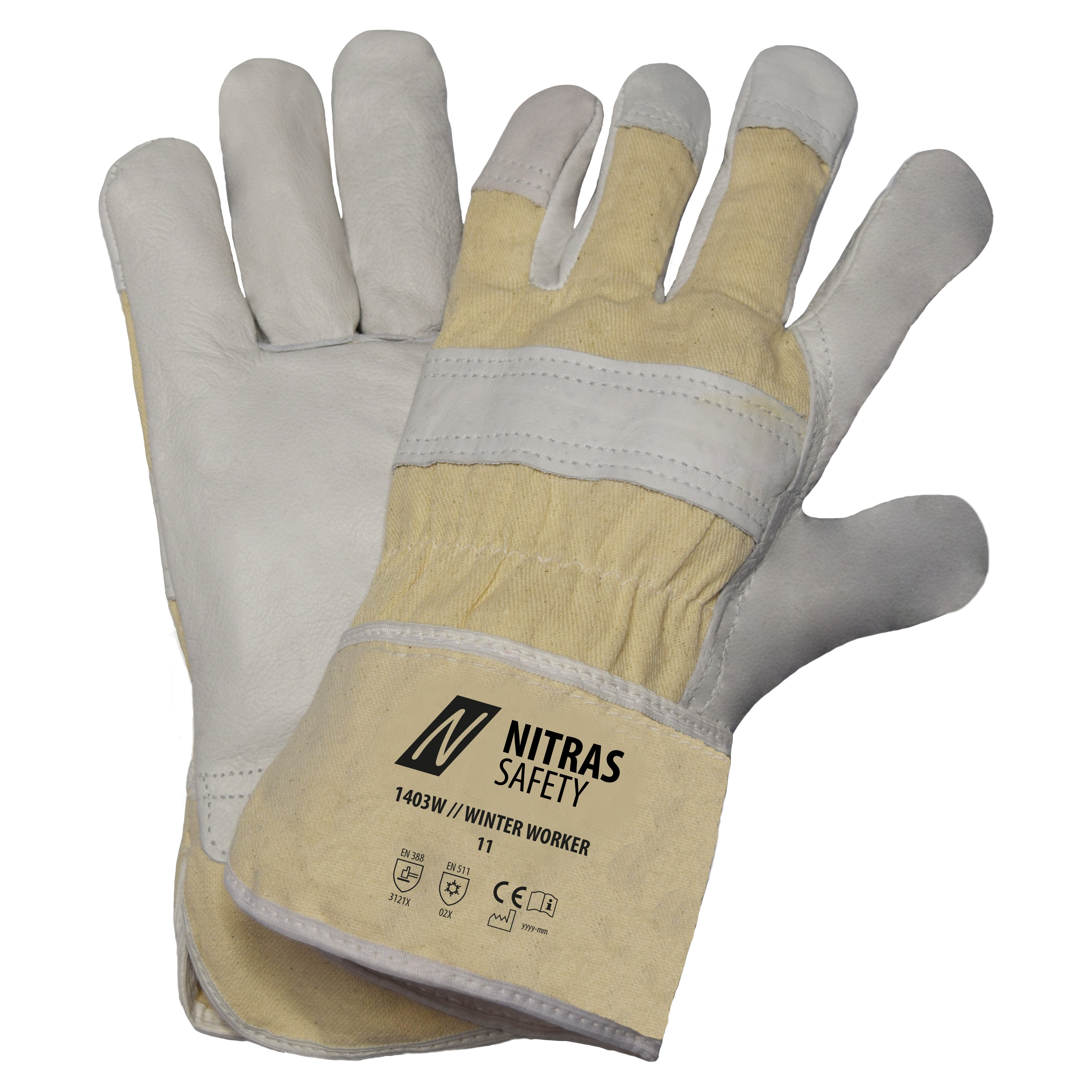 NITRAS WINTER WORKER, Winterhandschuhe, naturfarben | grau, EN 388, EN 511