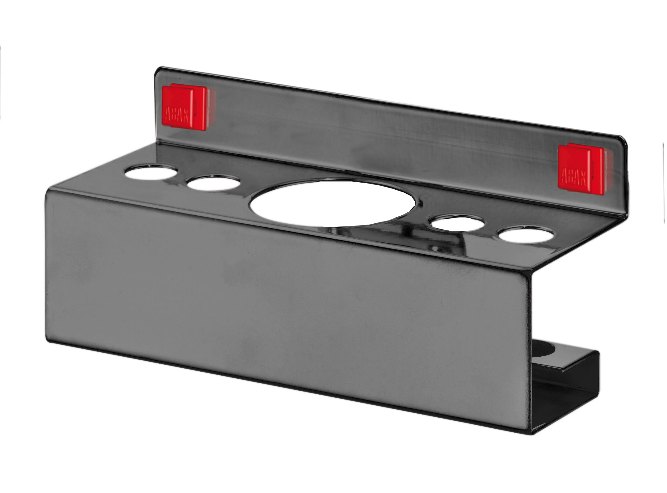 Der ABAX® Kombihalter von Kappes: Flexibler Halter für Stifte und Sprühflaschen, werkzeuglos montierbar, in Anthrazitgrau, ideal für moderne Werkstätten.
