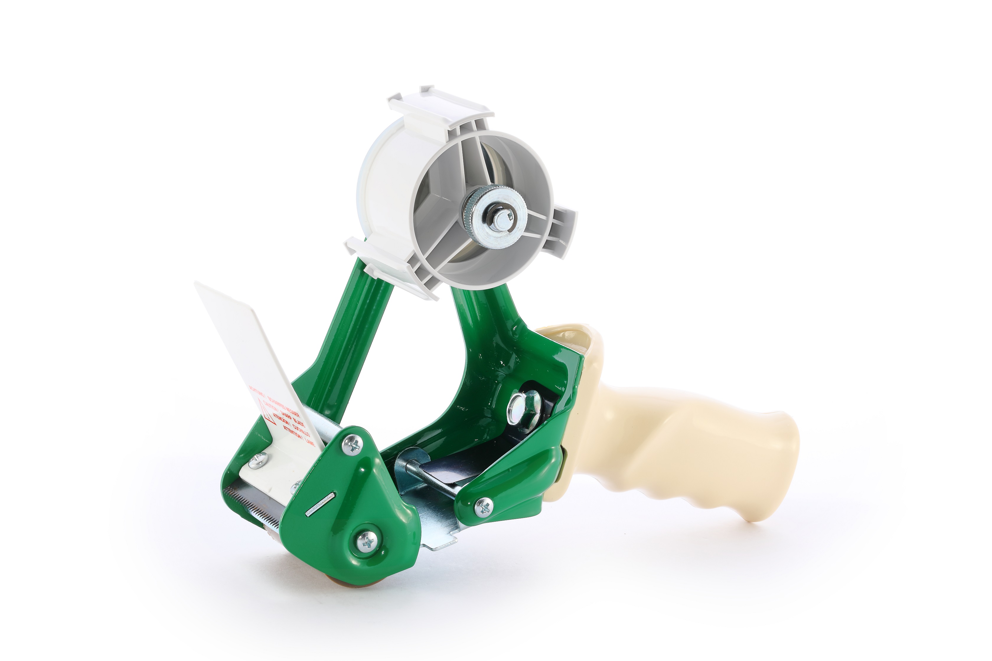 Professioneller Handabroller Grün mit Abrollbremse, 50mm Bandbreite, 136mm Außendurchmesser