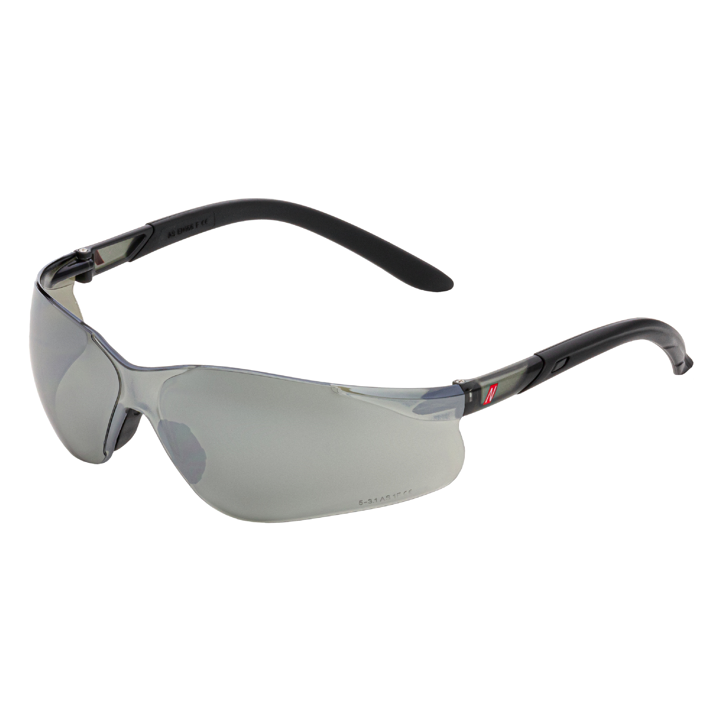 NITRAS VISION PROTECT, Schutzbrille, schwarz / schwarz, silber verspiegelt, EN 166
