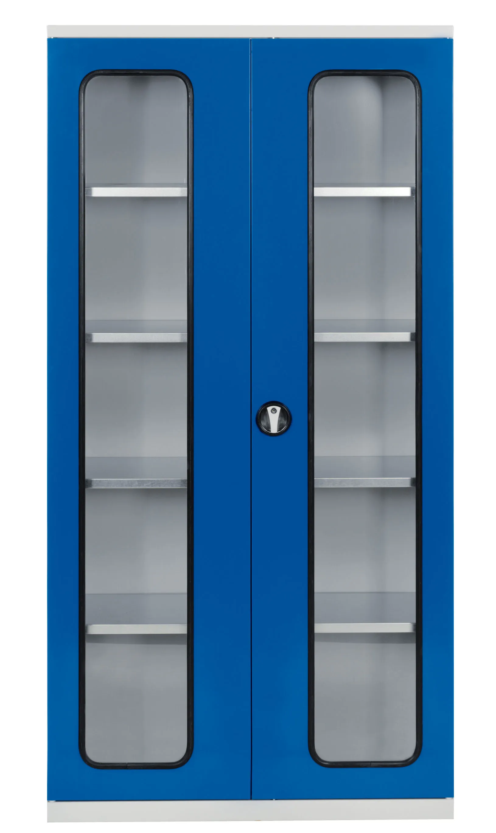 Systemschrank Serie 500 von Kappes Systeme: Robuster, modularer Schrank in RAL 7035/5010, ideal für Büros und Werkstätten. Flexibel, sicher und langlebig.