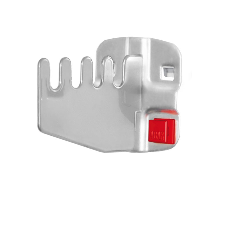 ABAX® Sägenhalter in Alufarben für 4 Sägen, kompatibel mit ®RasterPlan, bietet werkzeuglose Montage und hohe Flexibilität. Ideal für effiziente Werkstattorganisation.