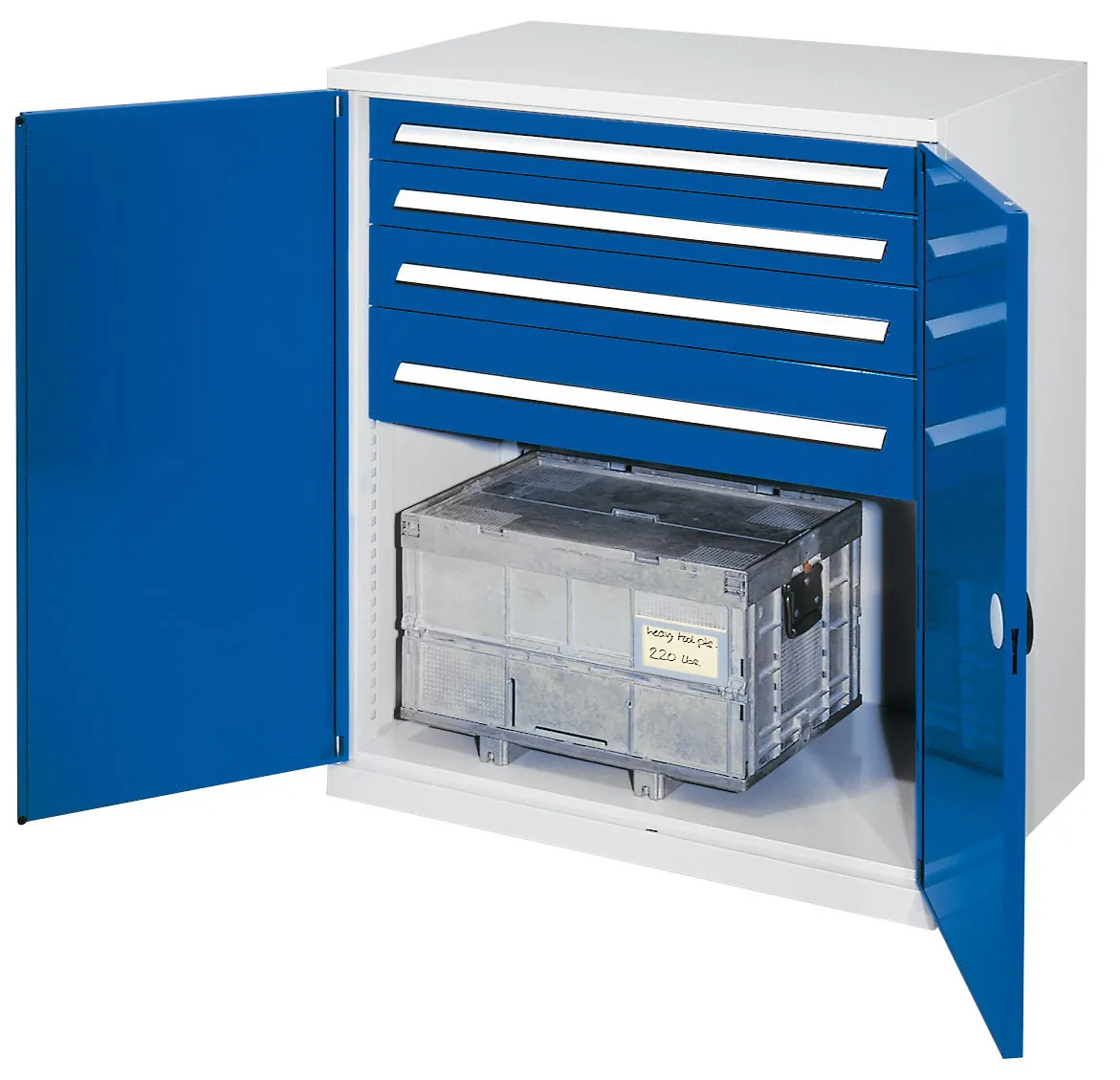 Der Schwerlast-Beistellschrank Modell 62 von Kappes Systeme GmbH bietet robuste Lagerung mit hoher Tragkraft, flexiblem Schubladensystem und sicherem Verschluss.